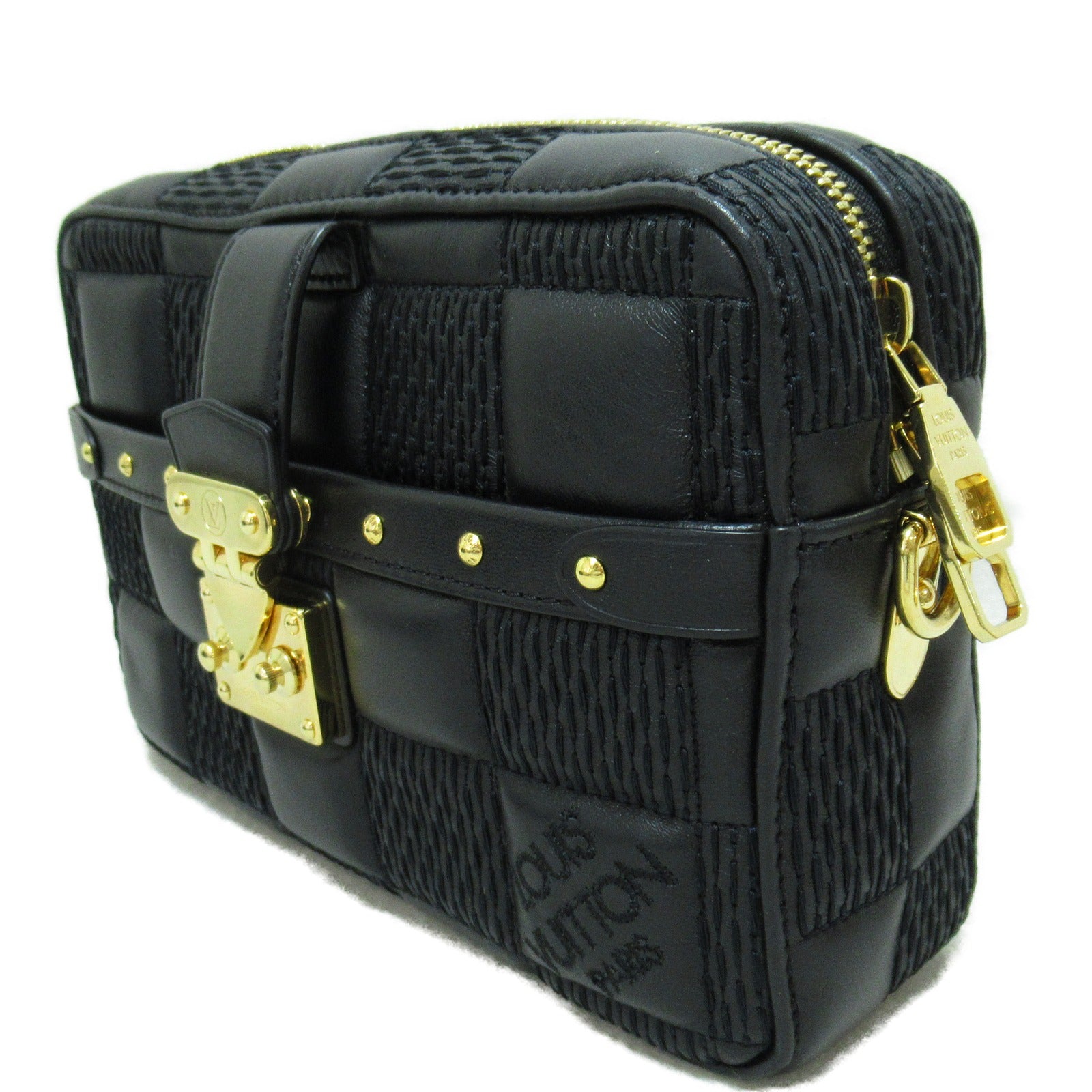 LOUIS VUITTON 【激減優惠】羊皮皮革Troca PM Shoulder Bag金扣肩背袋黑色