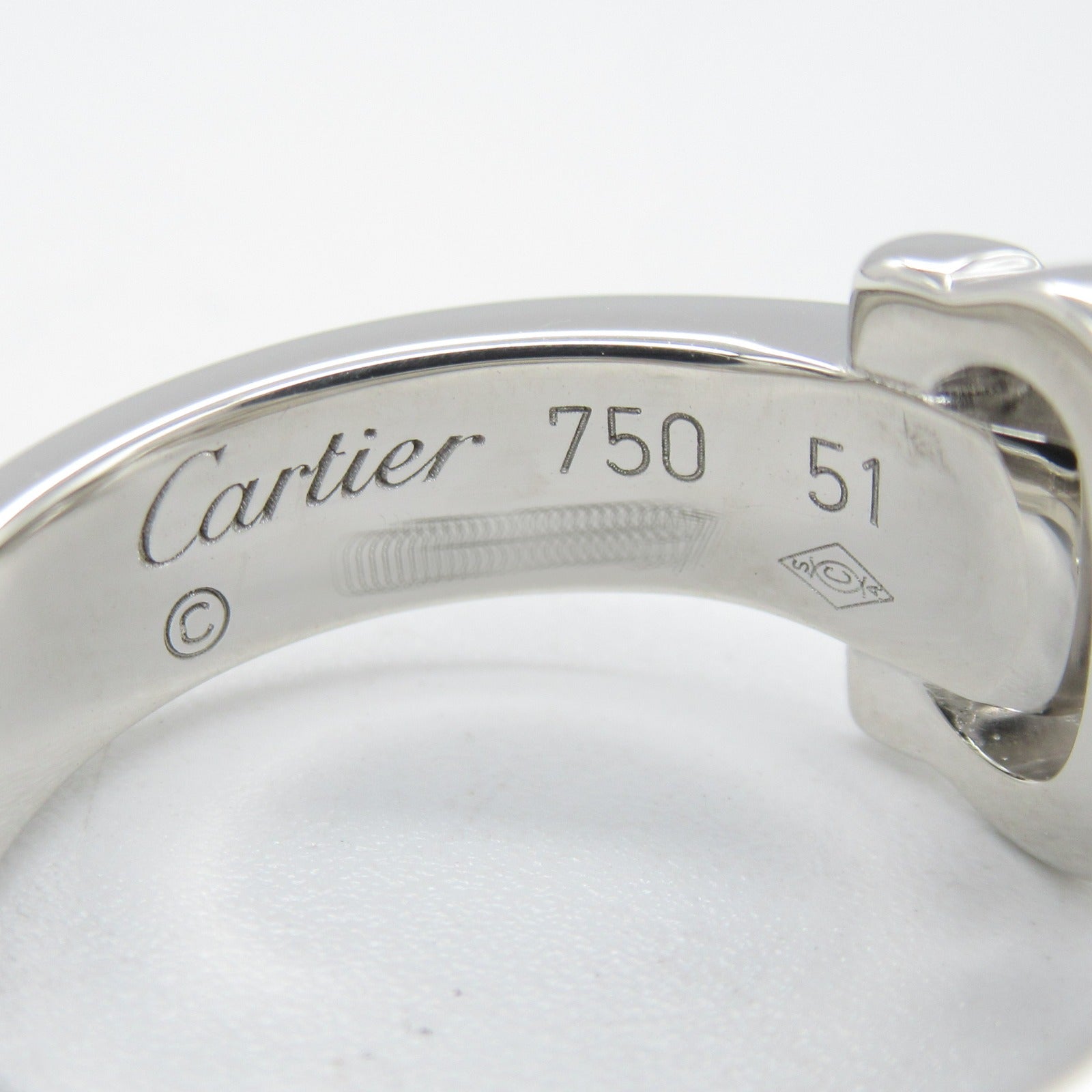 CARTIER 18K白金Boucle C2 Diamond Ring鑽石戒指US#5.75/Cartier#51