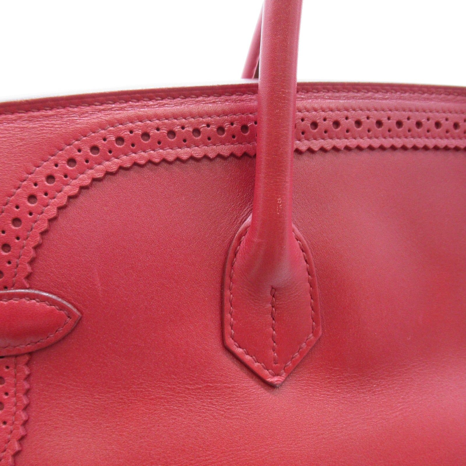 HERMES 【激減優惠】Box Calf皮革Birkin Ghillies 35金扣手挽袋紅色