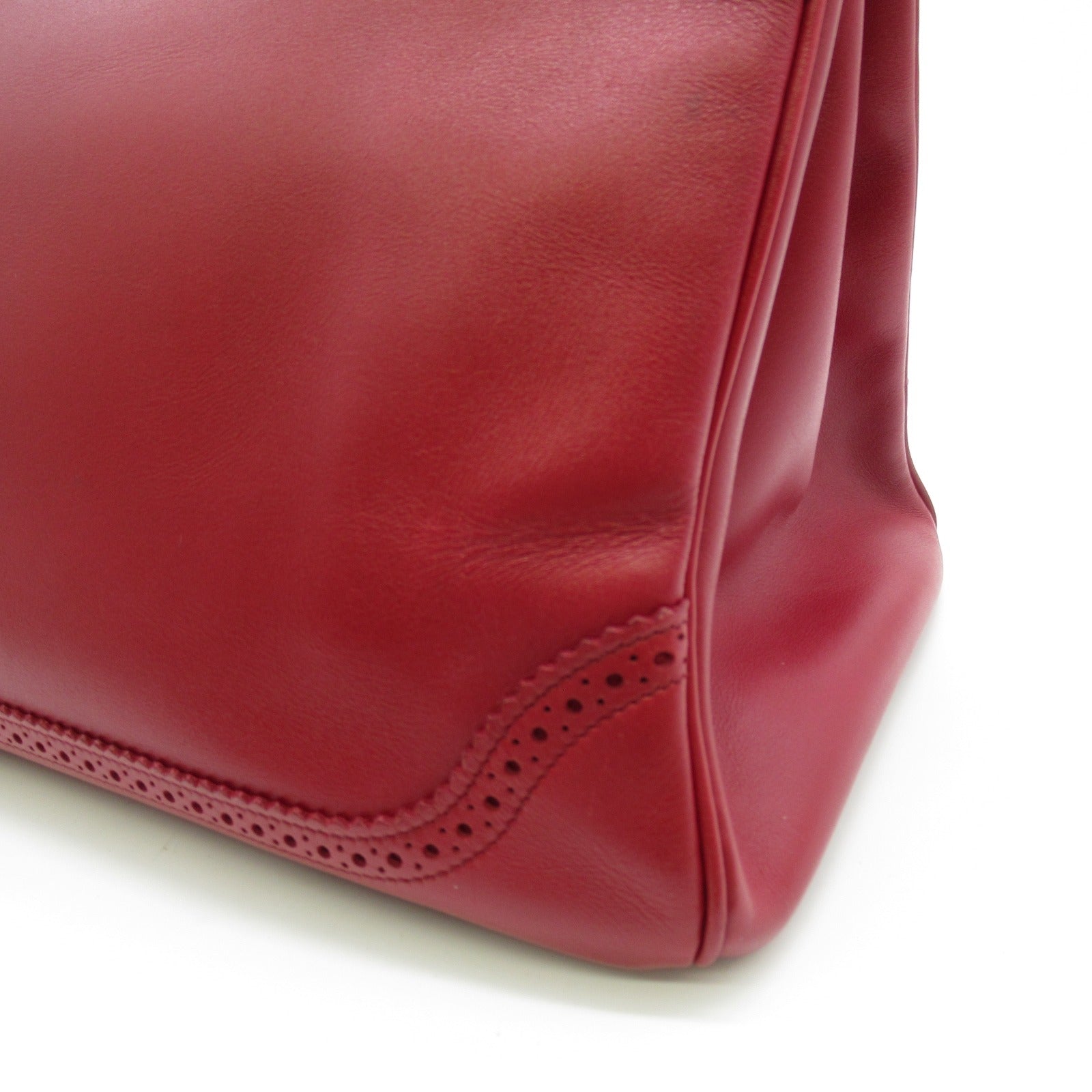 HERMES 【激減優惠】Box Calf皮革Birkin Ghillies 35金扣手挽袋紅色