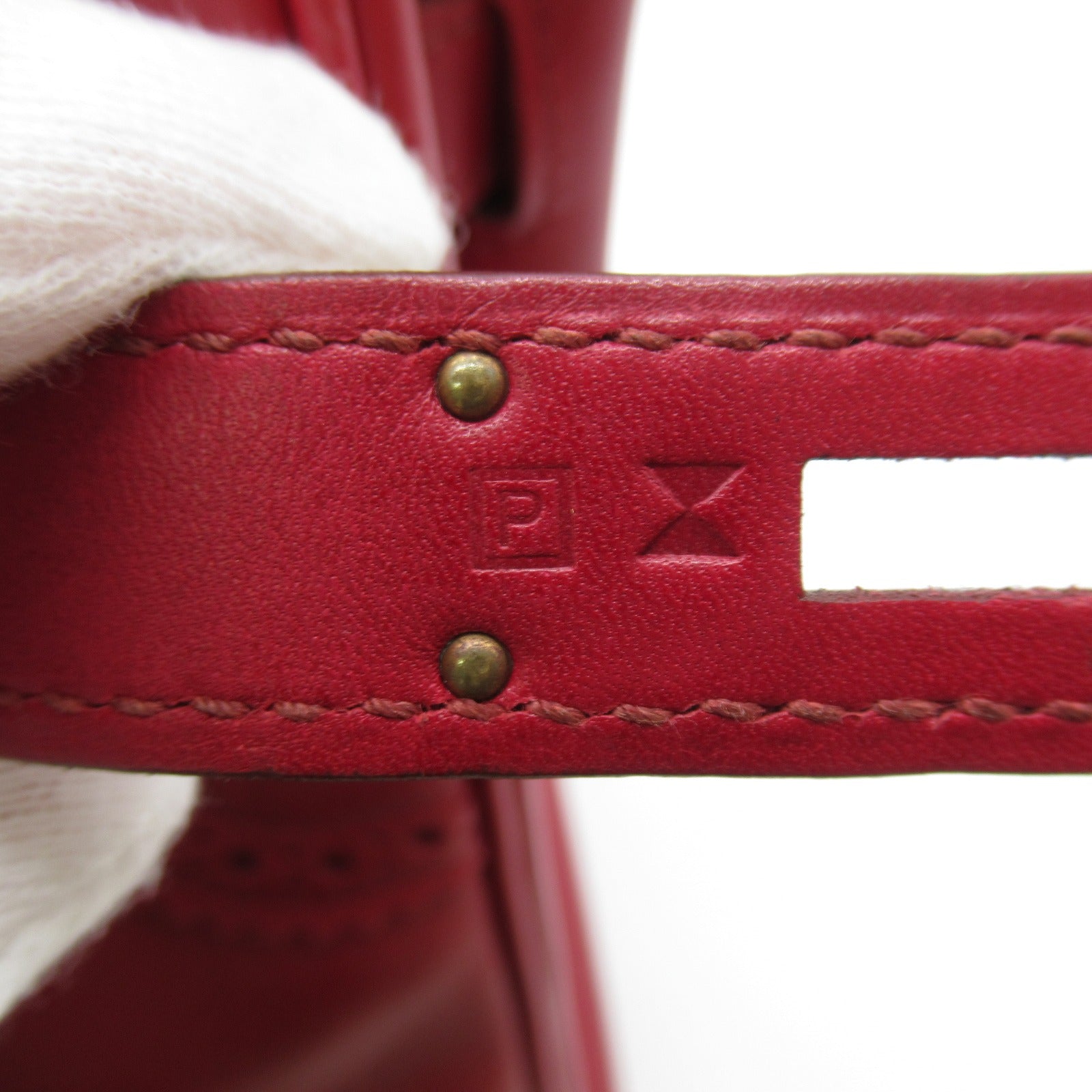 HERMES 【激減優惠】Box Calf皮革Birkin Ghillies 35金扣手挽袋紅色