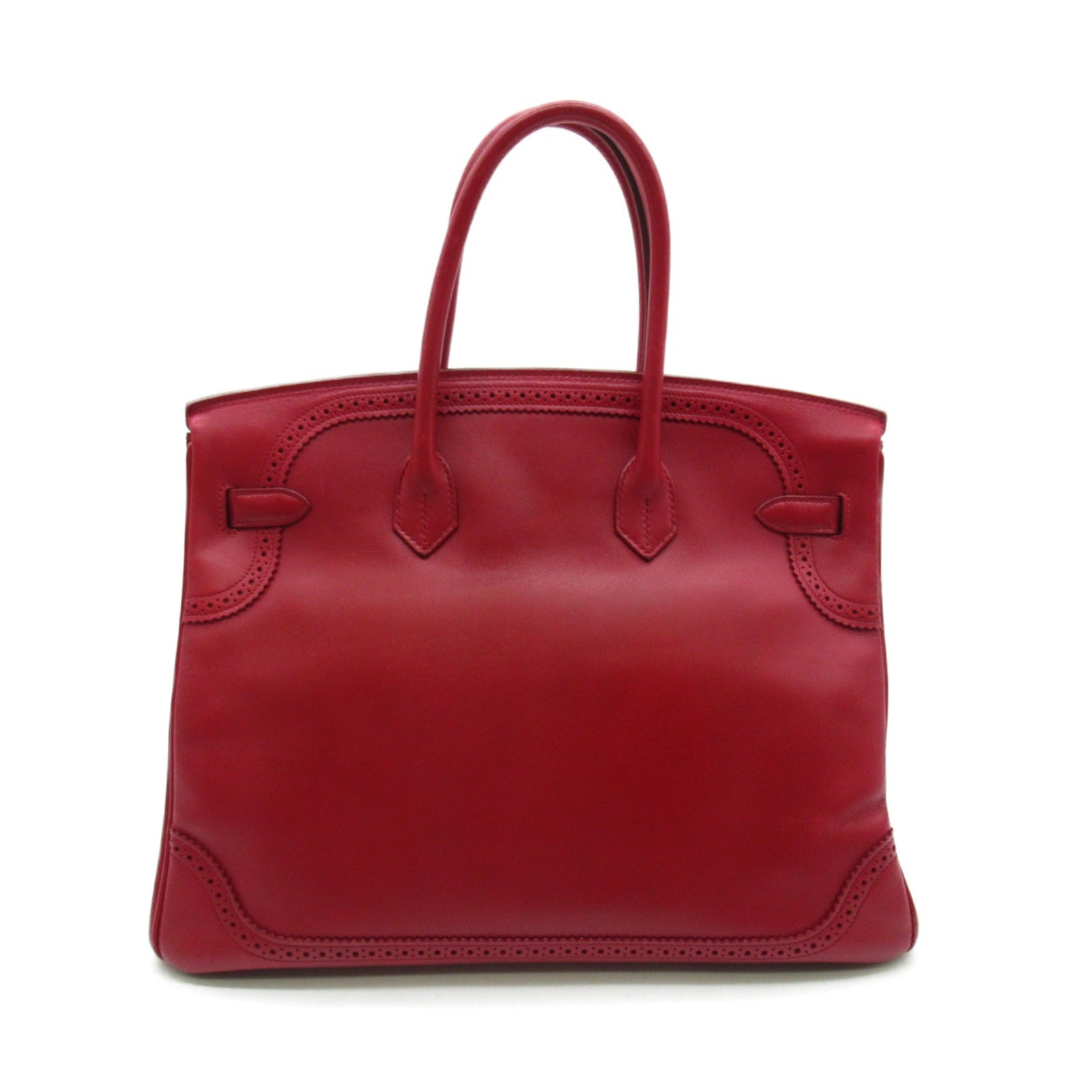 HERMES 【激減優惠】Box Calf皮革Birkin Ghillies 35金扣手挽袋紅色