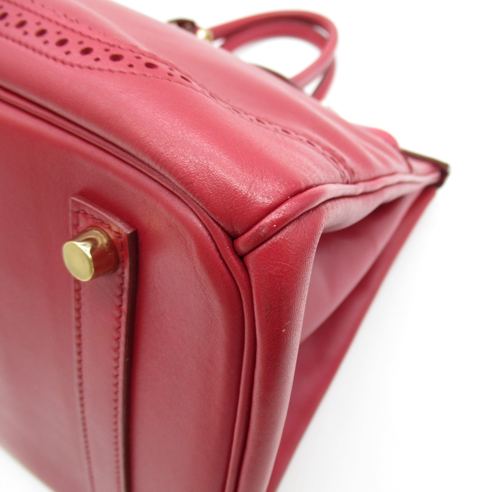 HERMES 【激減優惠】Box Calf皮革Birkin Ghillies 35金扣手挽袋紅色