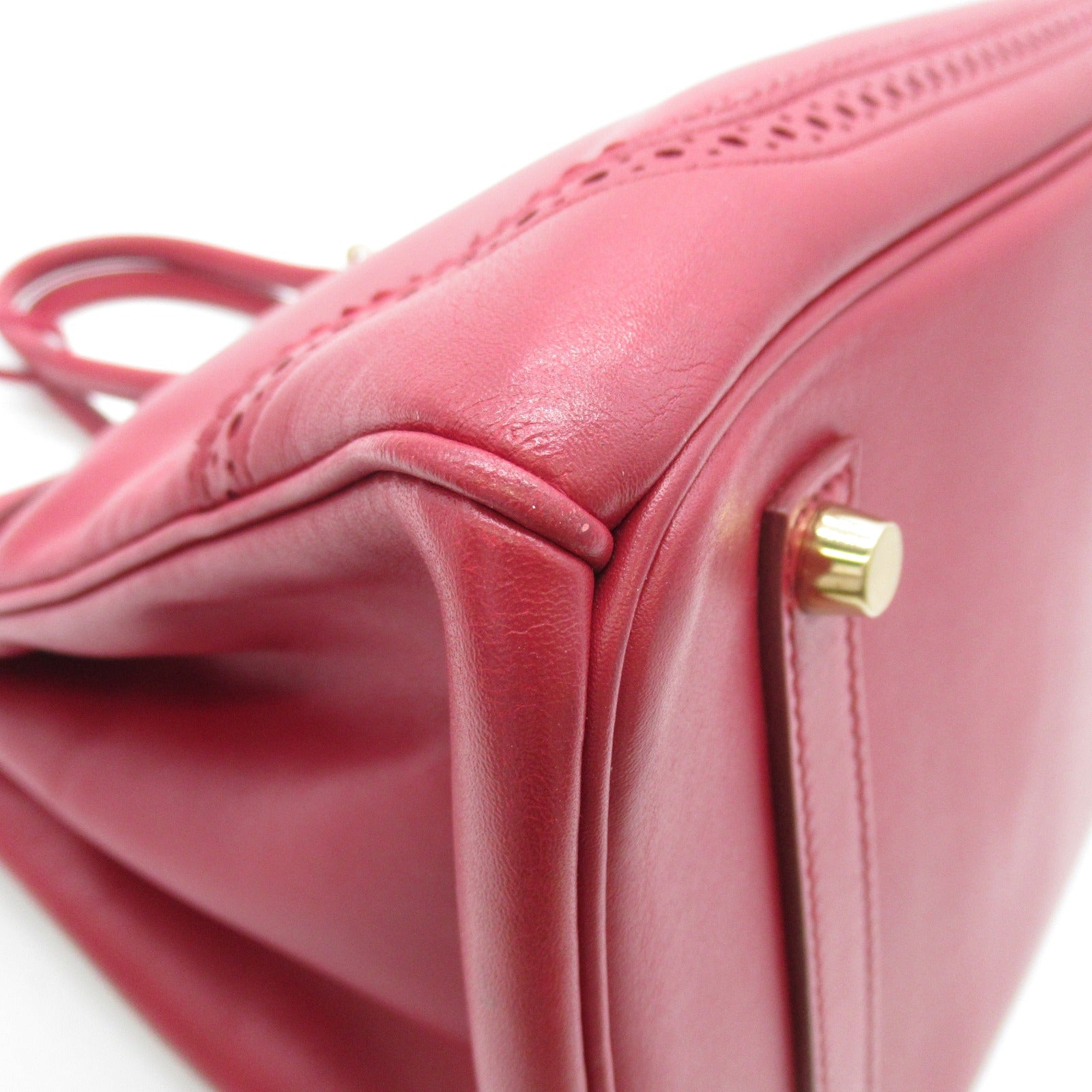 HERMES 【激減優惠】Box Calf皮革Birkin Ghillies 35金扣手挽袋紅色