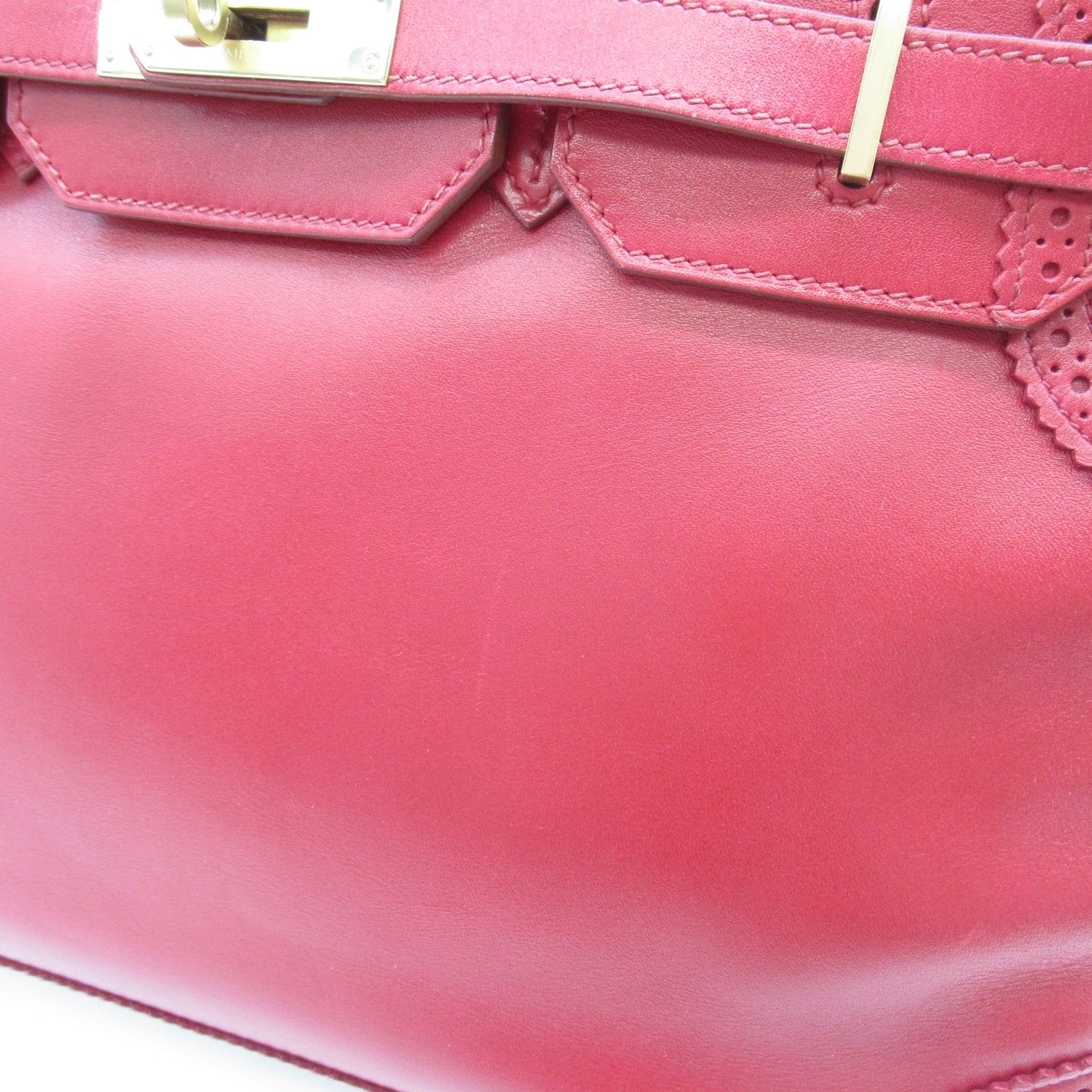 HERMES 【激減優惠】Box Calf皮革Birkin Ghillies 35金扣手挽袋紅色