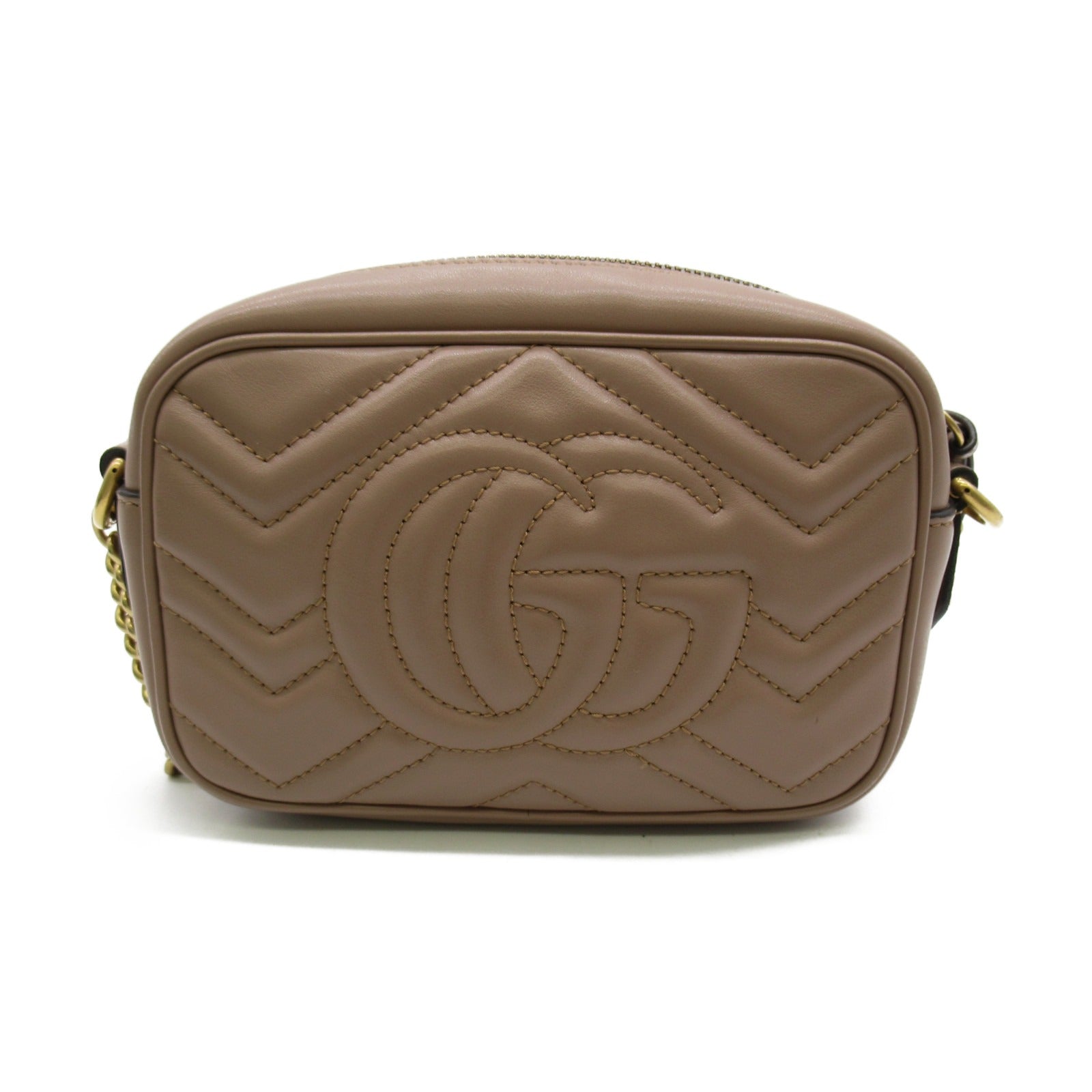 GUCCI 【激減優惠】牛皮皮革GG Marmont金扣肩背袋米色