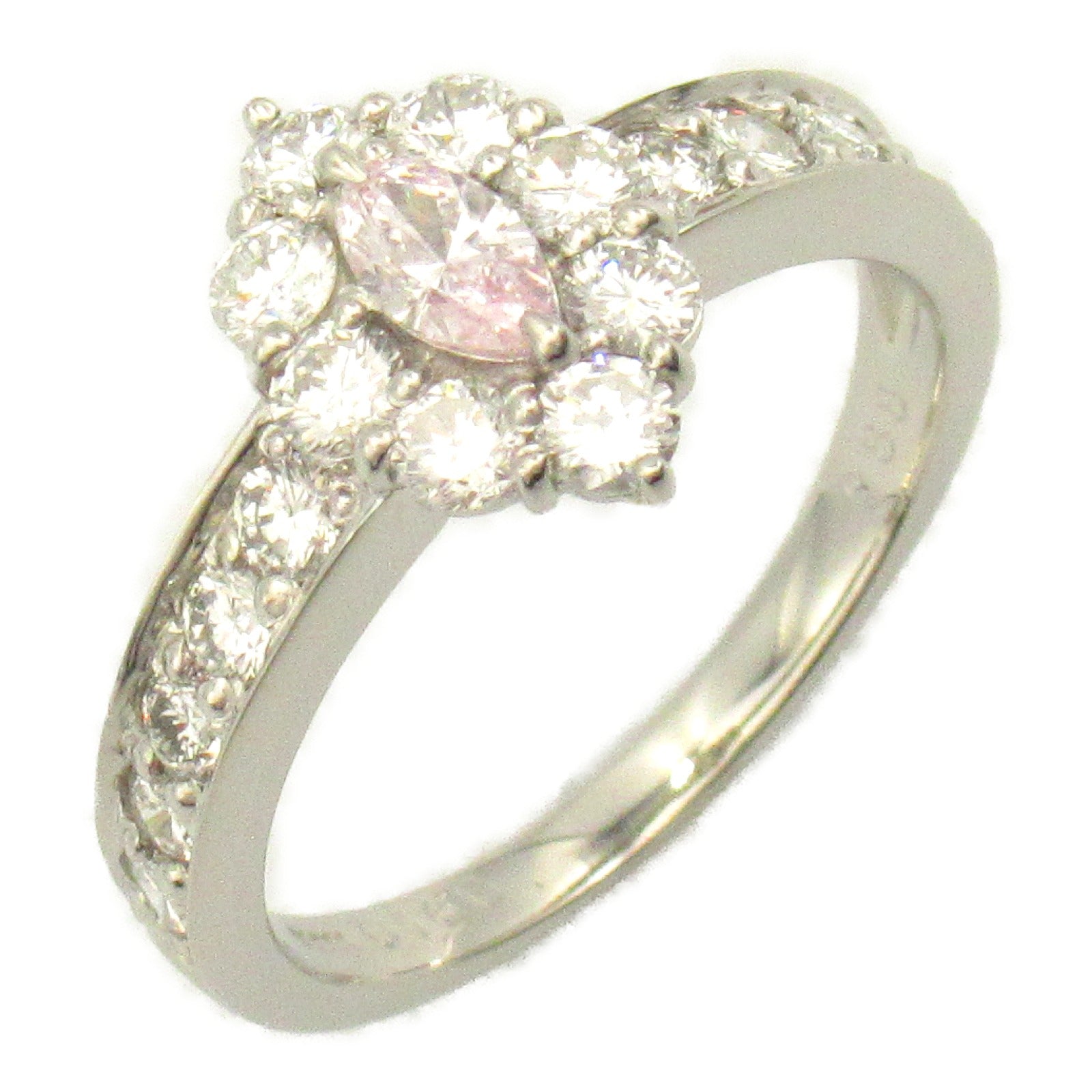 JEWELRY PT900鉑金Diamond Ring 0.16ct粉紅鑽石/0.88ct鑽石戒指US#6.25