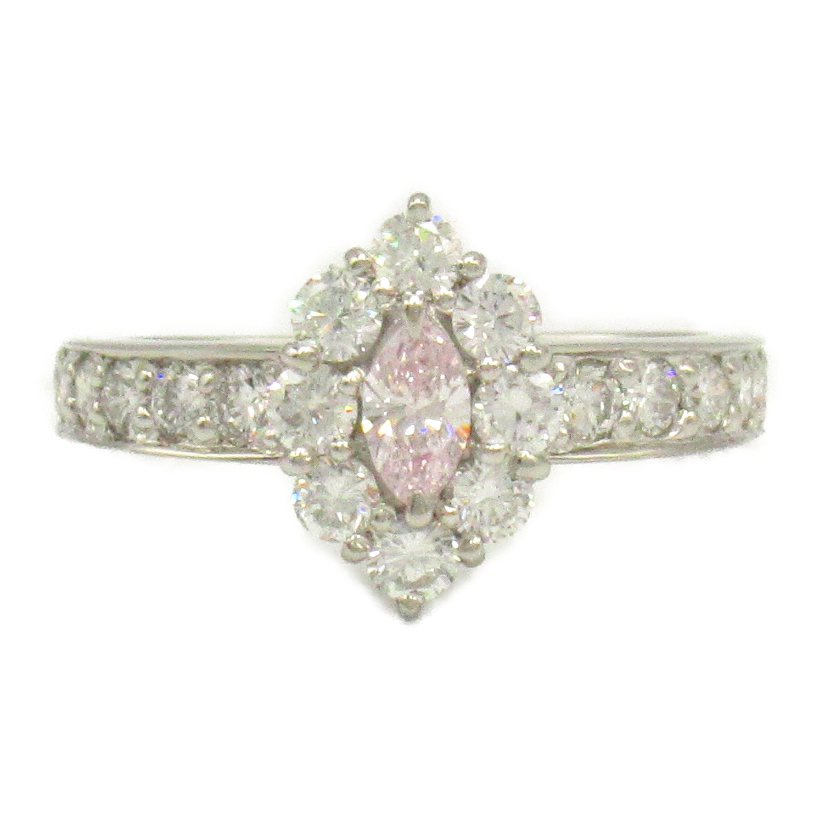JEWELRY PT900鉑金Diamond Ring 0.16ct粉紅鑽石/0.88ct鑽石戒指US#6.25