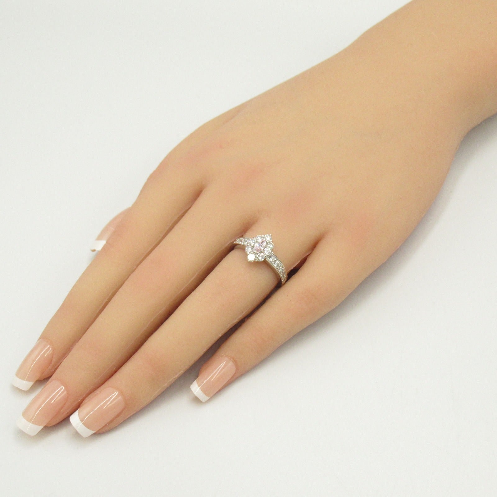 JEWELRY PT900鉑金Diamond Ring 0.16ct粉紅鑽石/0.88ct鑽石戒指US#6.25