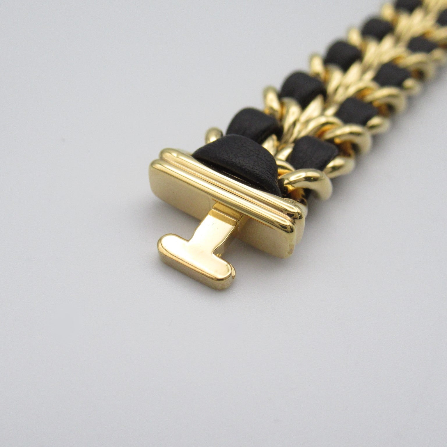 CHANEL Premiere L鍍金/皮革帶手錶石英機芯黑色