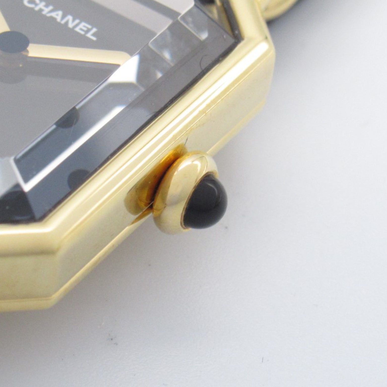 CHANEL Premiere L鍍金/皮革帶手錶石英機芯黑色