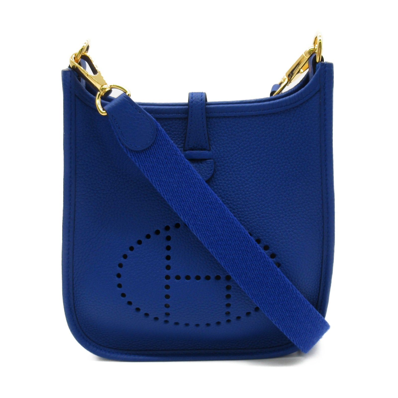 HERMES Maurice皮革Evelyne Amazone TPM金扣肩背袋Bleu Royal皇家藍色