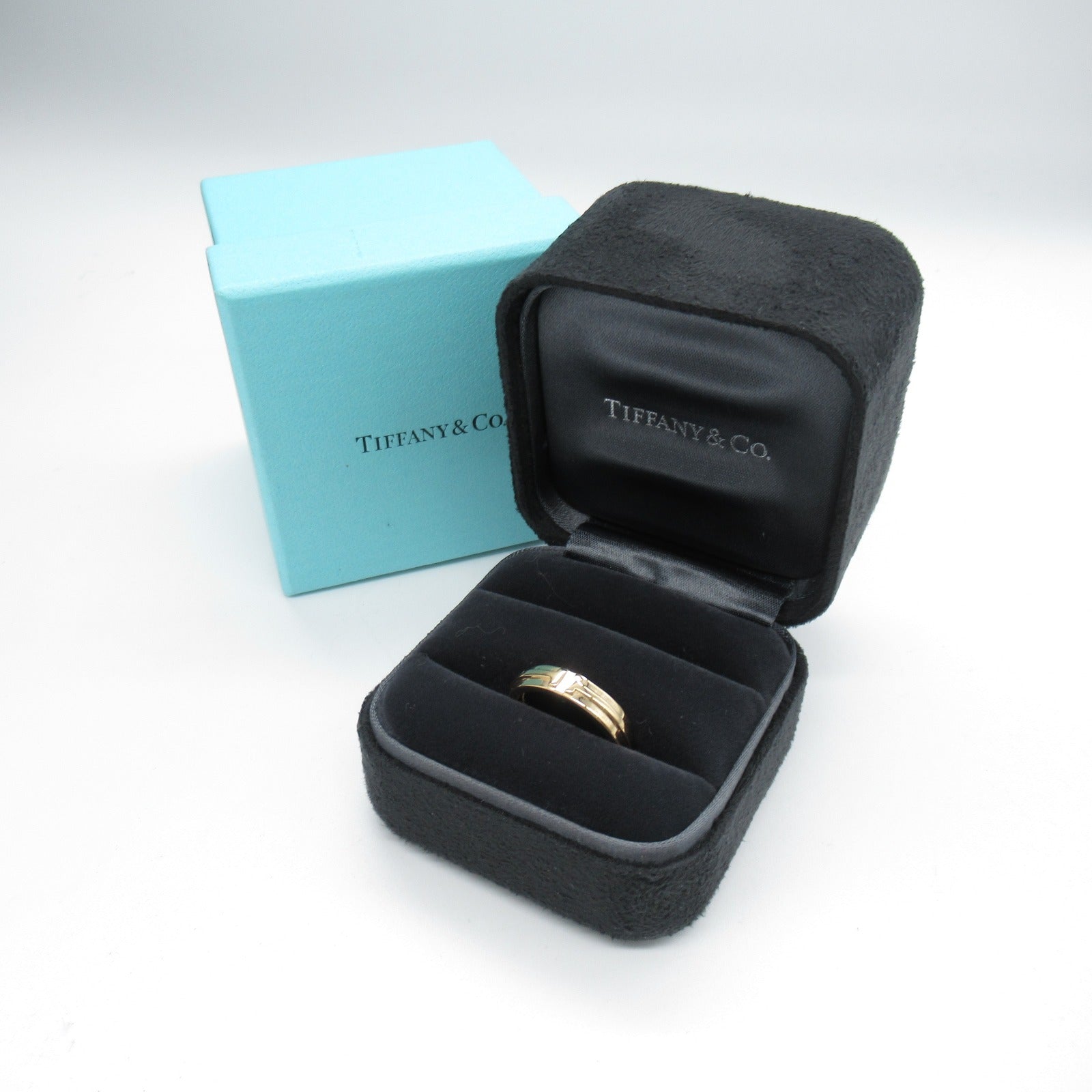 TIFFANY＆CO 18K玫瑰金T Two Ring Narrow戒指US#6.5