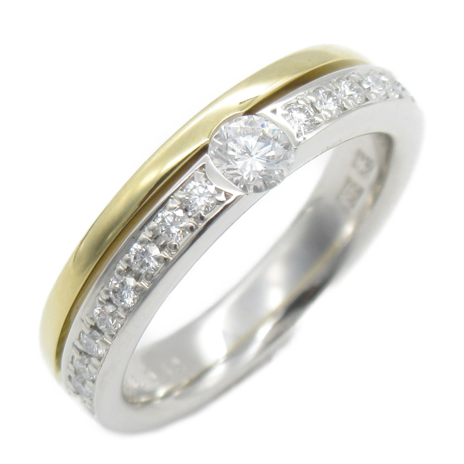 NINA RICCI 18K黃金/PT900鉑金Diamond Ring 0.32ct鑽石戒指US#5