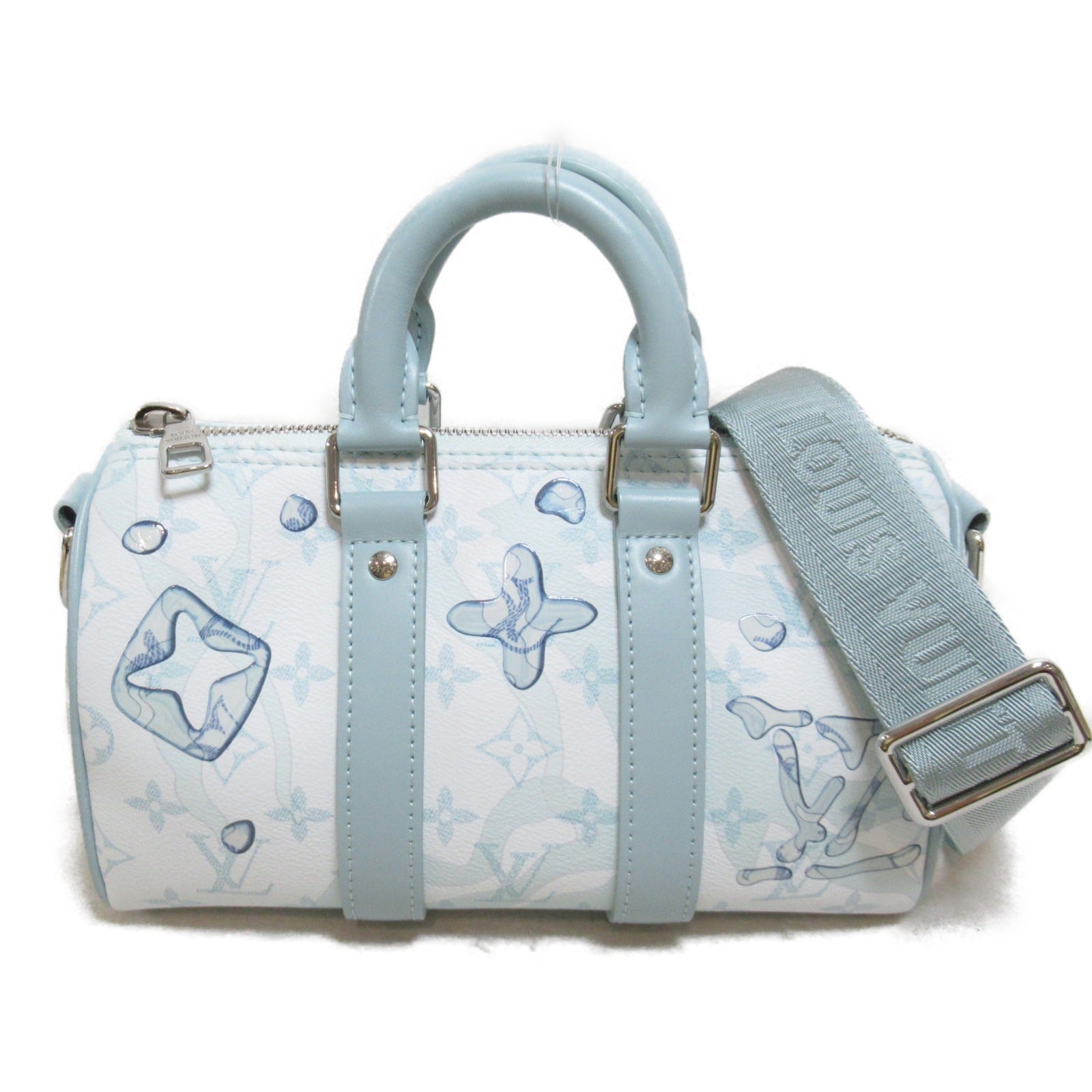LOUIS VUITTON 【激減優惠】Monogram Aquagarden 25 Monogram Boston Bag銀扣手挽袋藍色
