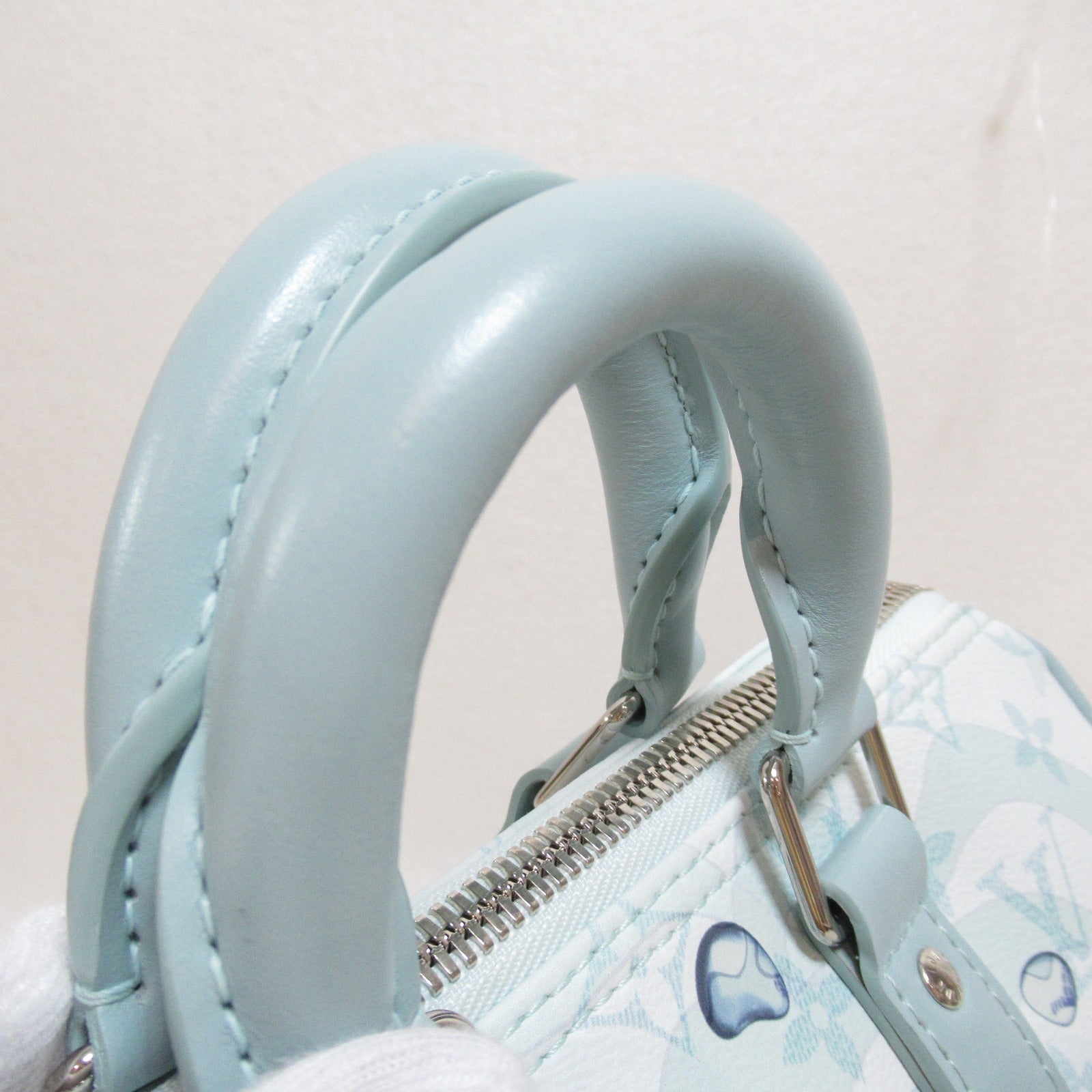 LOUIS VUITTON 【激減優惠】Monogram Aquagarden 25 Monogram Boston Bag銀扣手挽袋藍色