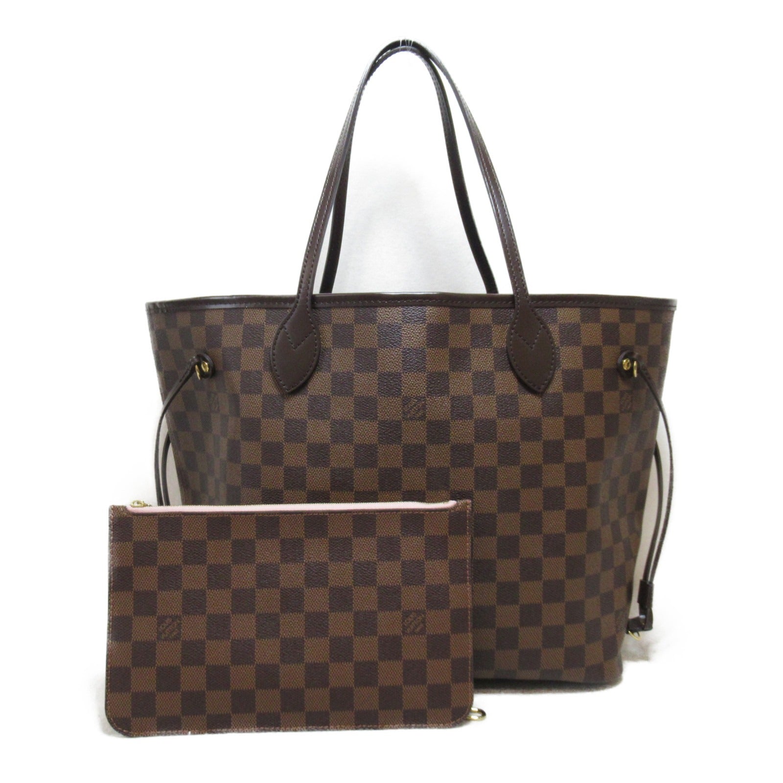 LOUIS VUITTON 【激減優惠】Damier Neverfull MM金扣手挽袋棕色