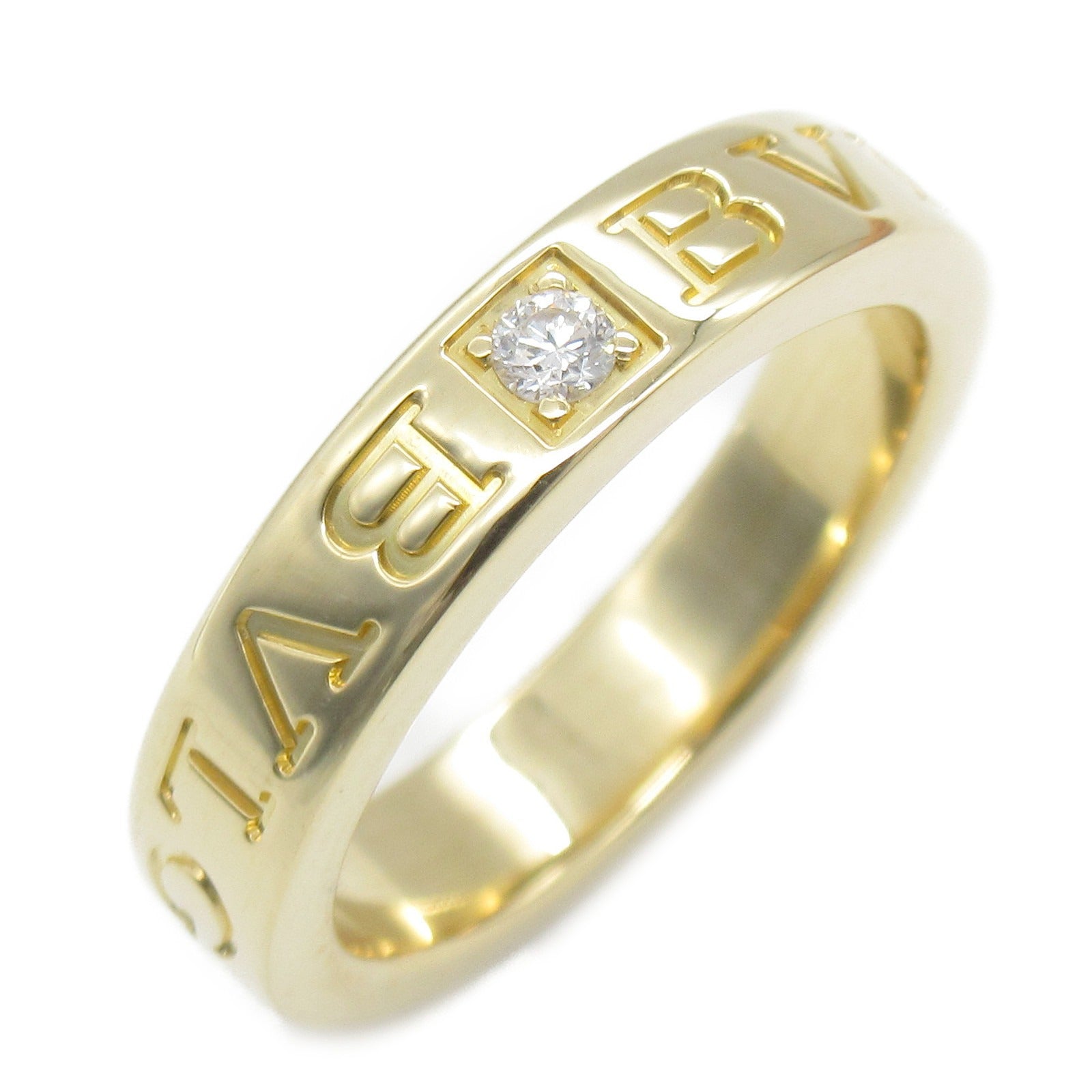 BVLGARI 18K黃金Double Logo Diamond Ring鑽石戒指US#5