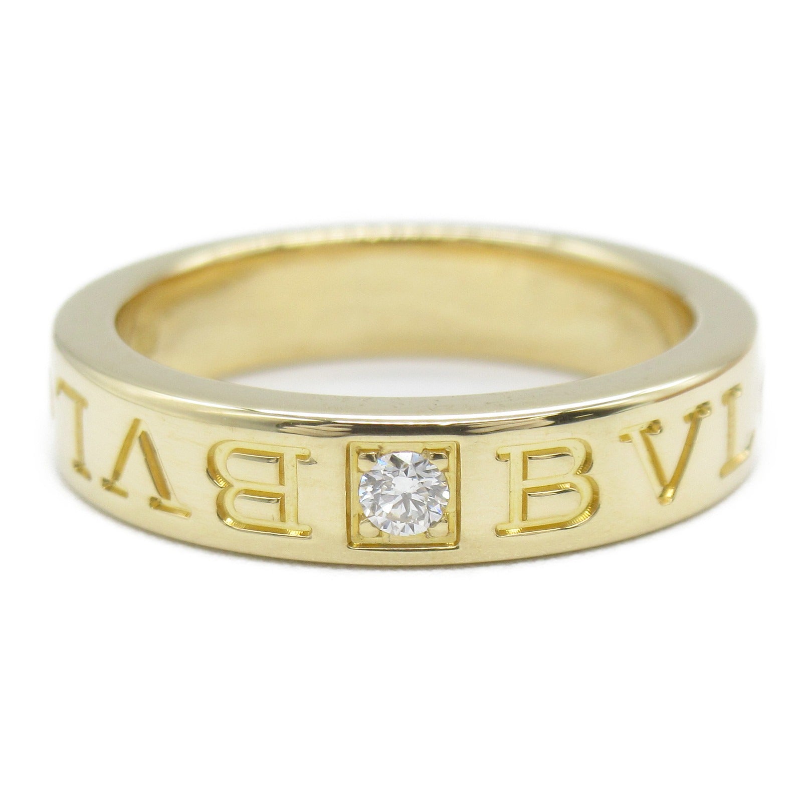 BVLGARI 18K黃金Double Logo Diamond Ring鑽石戒指US#5