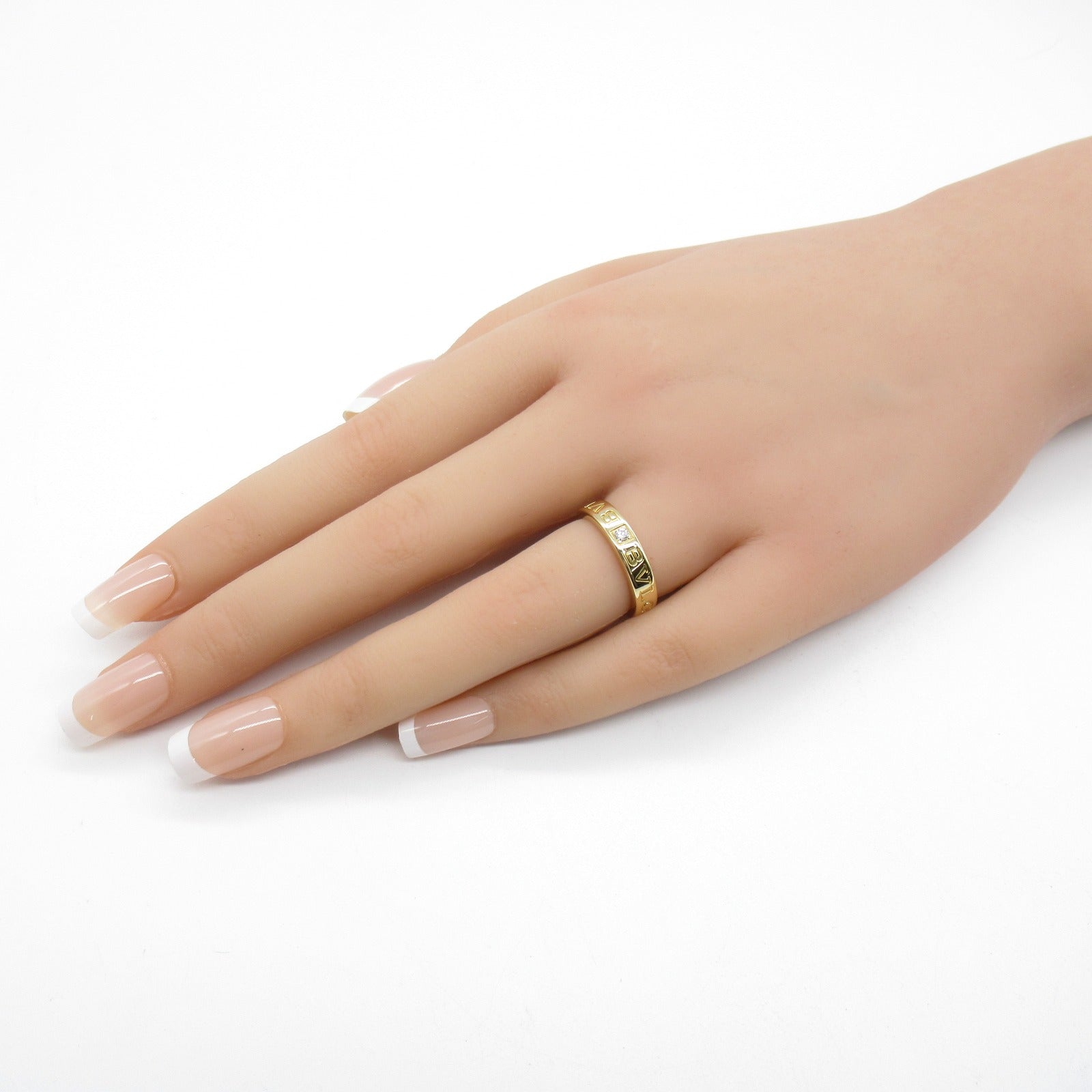 BVLGARI 18K黃金Double Logo Diamond Ring鑽石戒指US#5