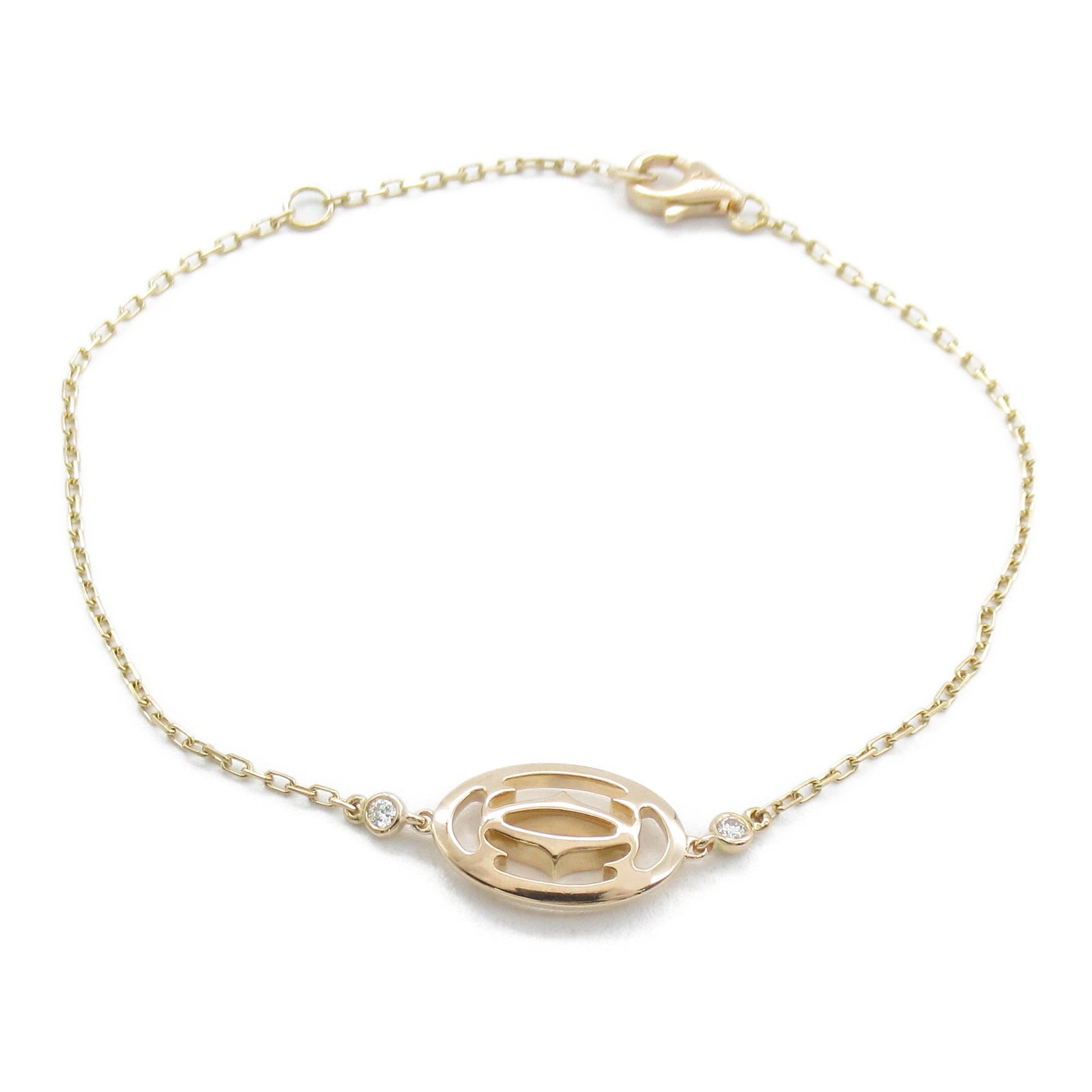 CARTIER 【激減優惠】18K玫瑰金Double C de Cartier Blaceret鑽石手鏈金色