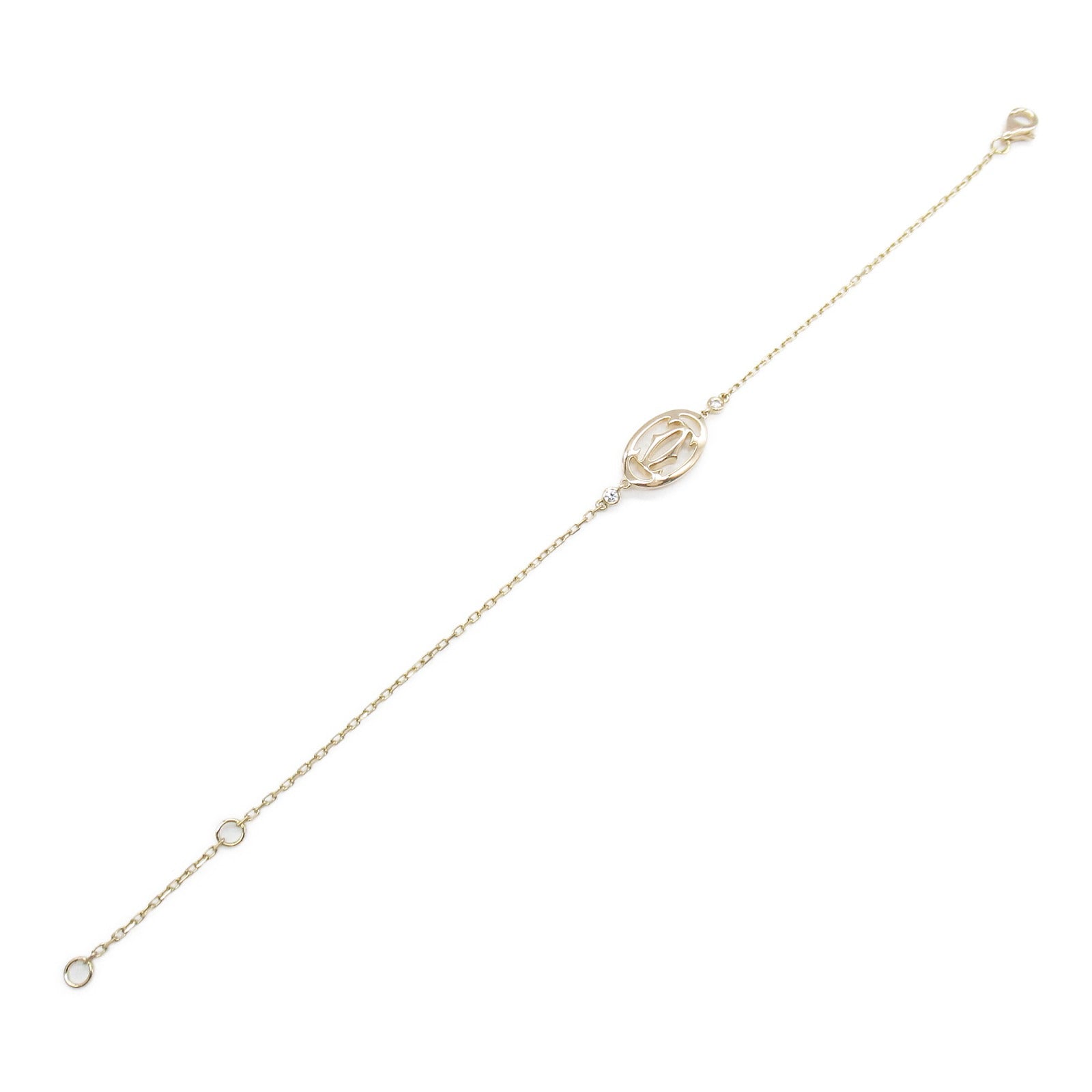 CARTIER 【激減優惠】18K玫瑰金Double C de Cartier Blaceret鑽石手鏈金色
