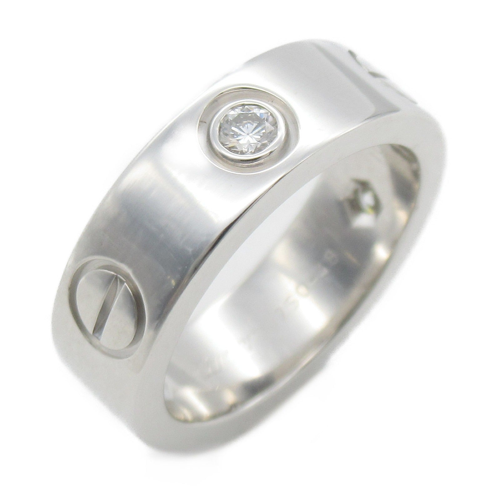 CARTIER 【激減優惠】18K白金Love Ring 3 Diamond Ring鑽石戒指US#4.8/Cartier#48