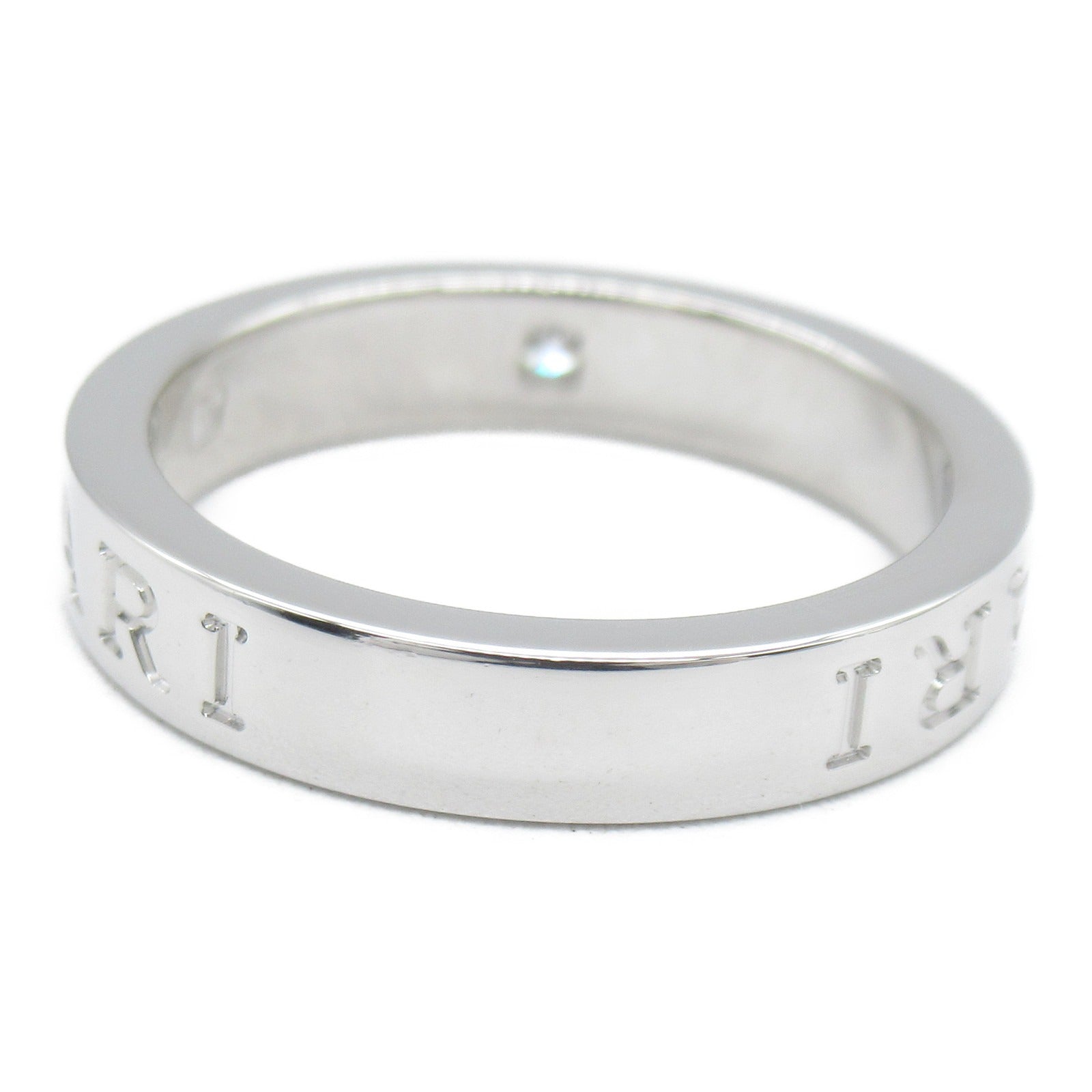 BVLGARI 18K白金Double Logo 1P diamond Ring鑽石戒指US#7.25