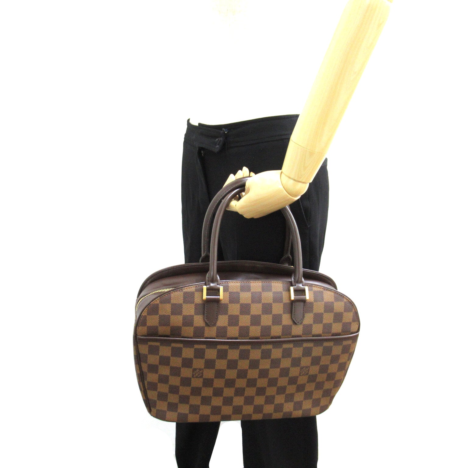 LOUIS VUITTON 【激減優惠】Damier Sarria Horizontal金扣手挽袋啡色