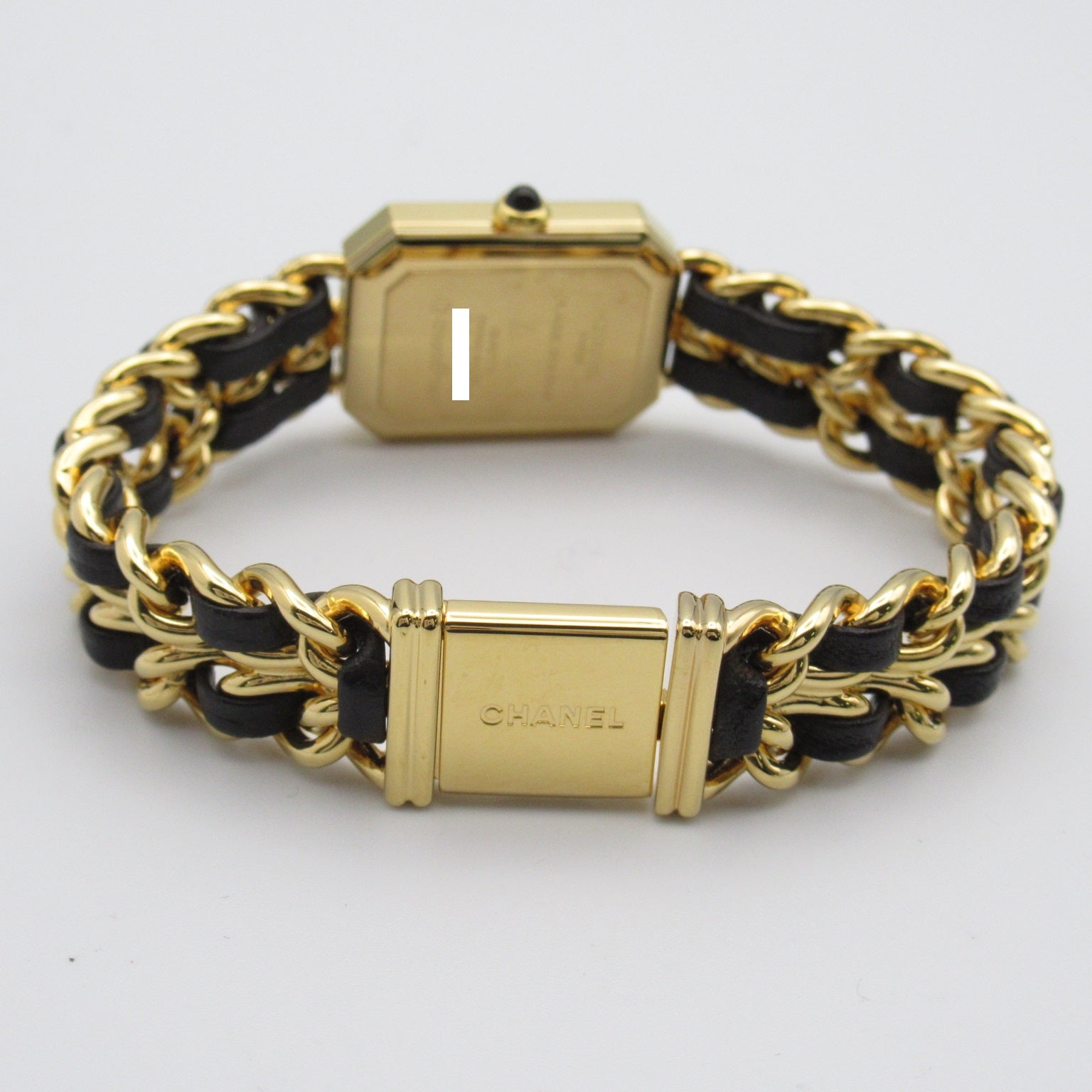 CHANEL Premiere L鍍金/皮革帶手錶石英機芯黑色