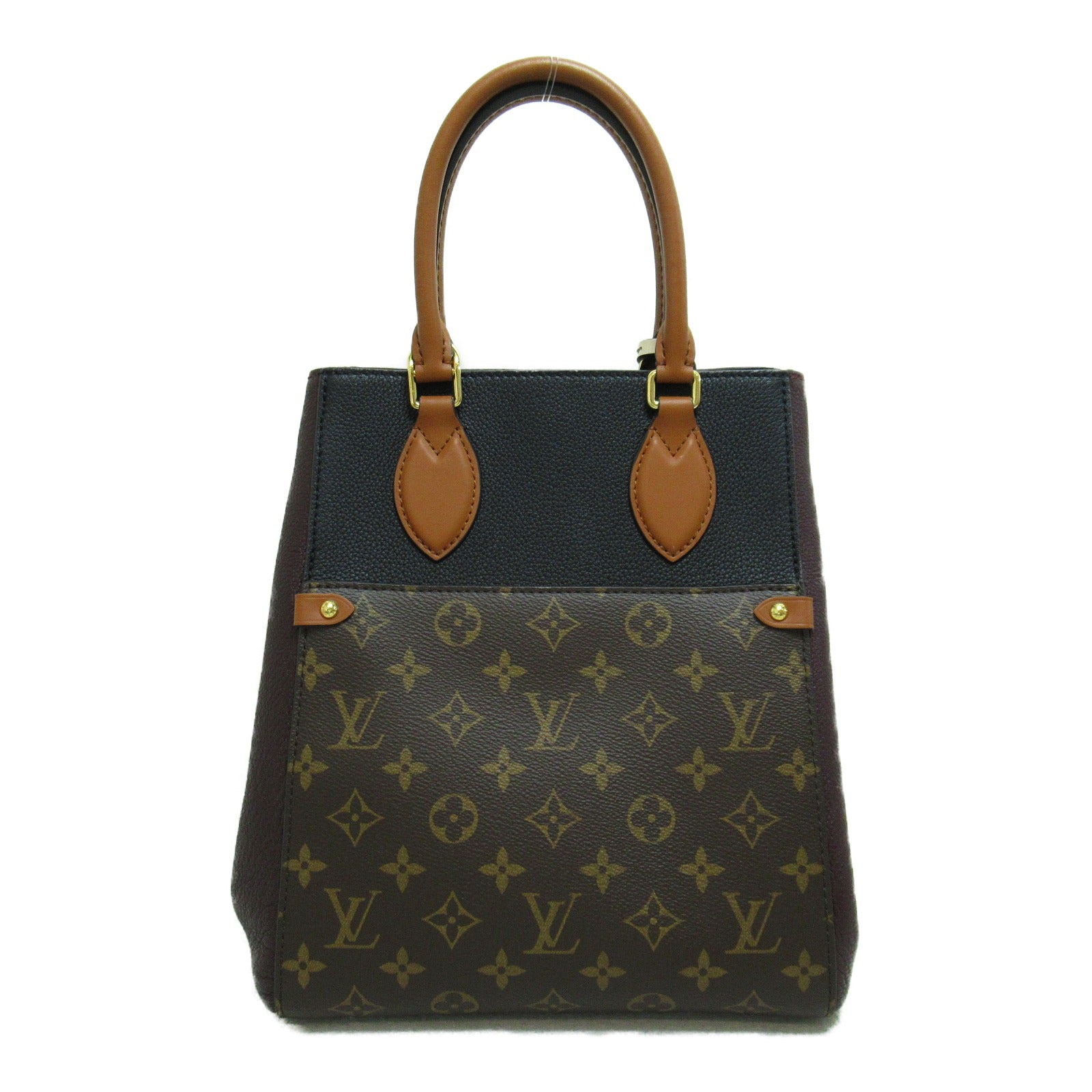 LOUIS VUITTON Monogram Fold Tote MM金扣手挽肩背兩用袋啡色/黑色