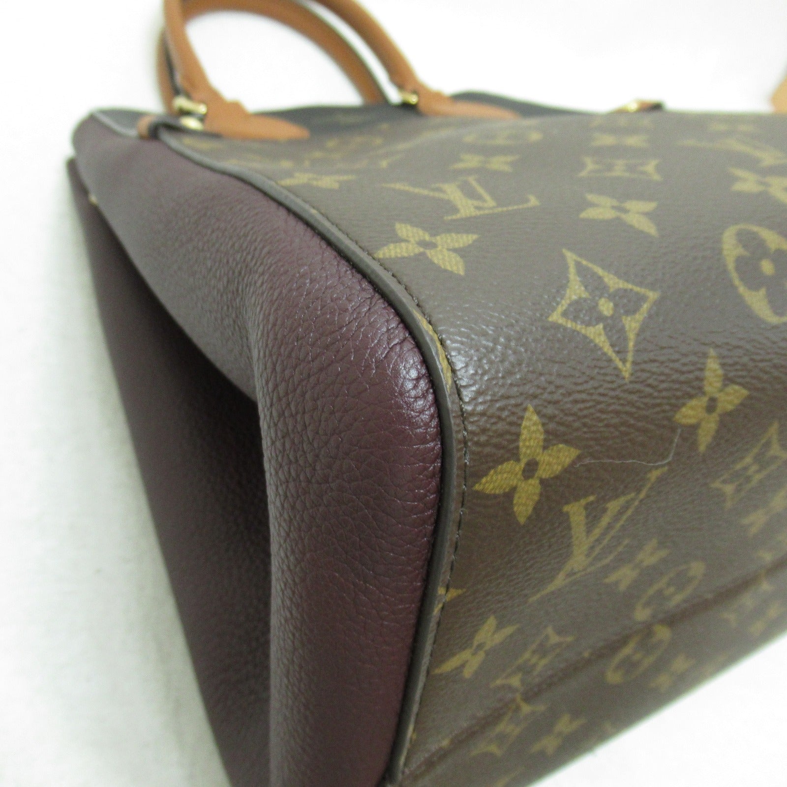 LOUIS VUITTON Monogram Fold Tote MM金扣手挽肩背兩用袋啡色/黑色