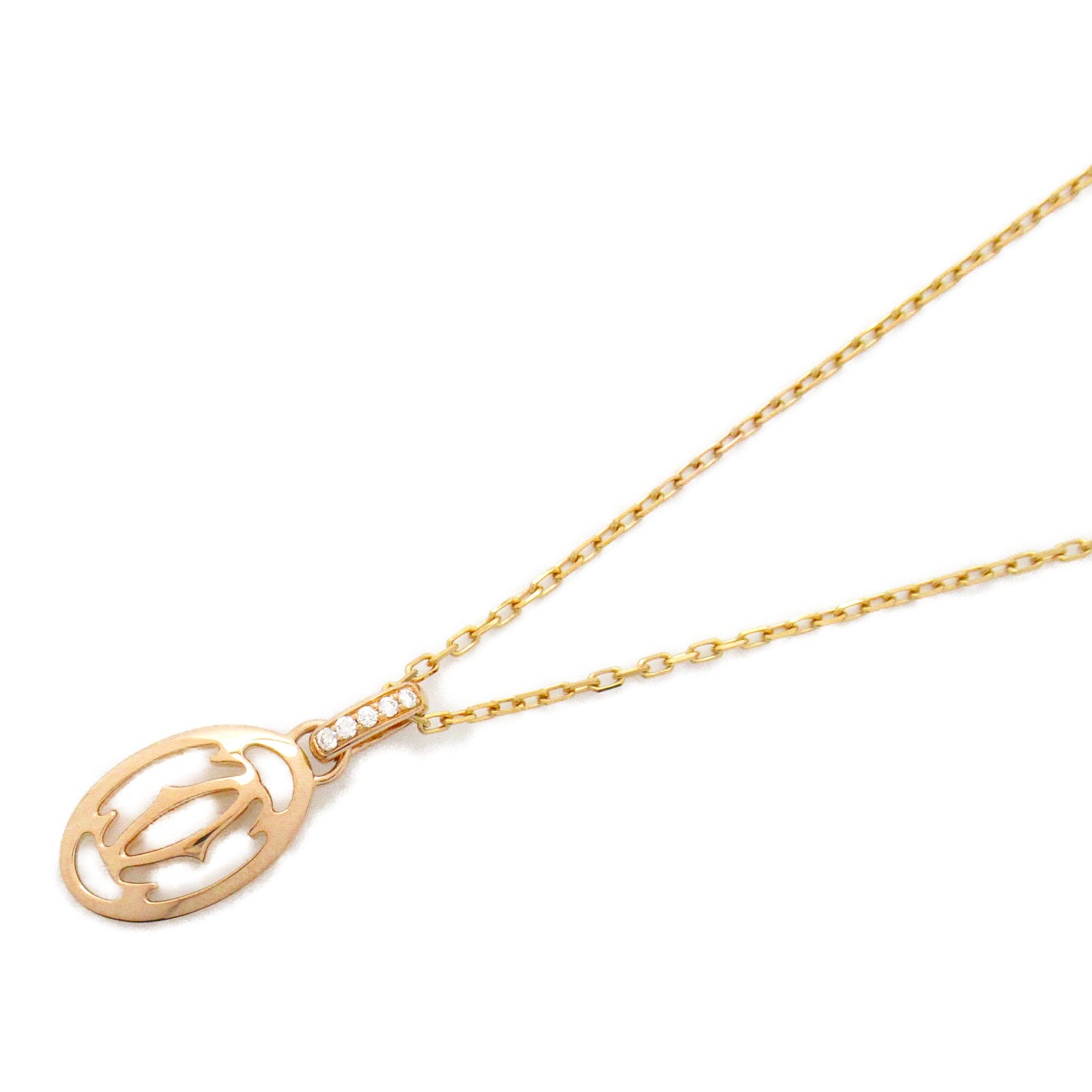 CARTIER 【激減優惠】18K玫瑰金Double C Diamond鑽石項鍊#41cm