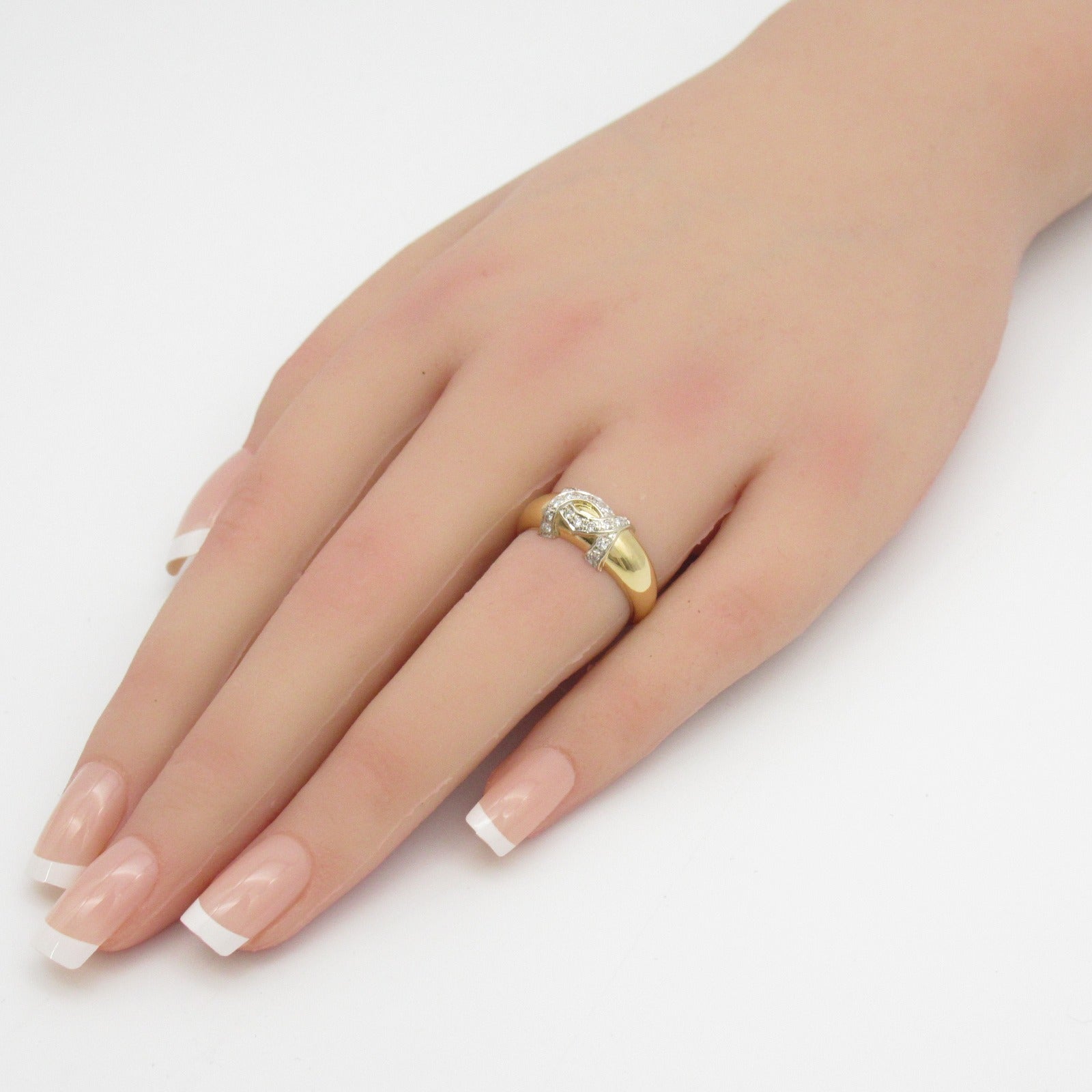 CARTIER 18K黃金2C Diamond Ring Logo鑽石戒指Cartier#51/US#5.5