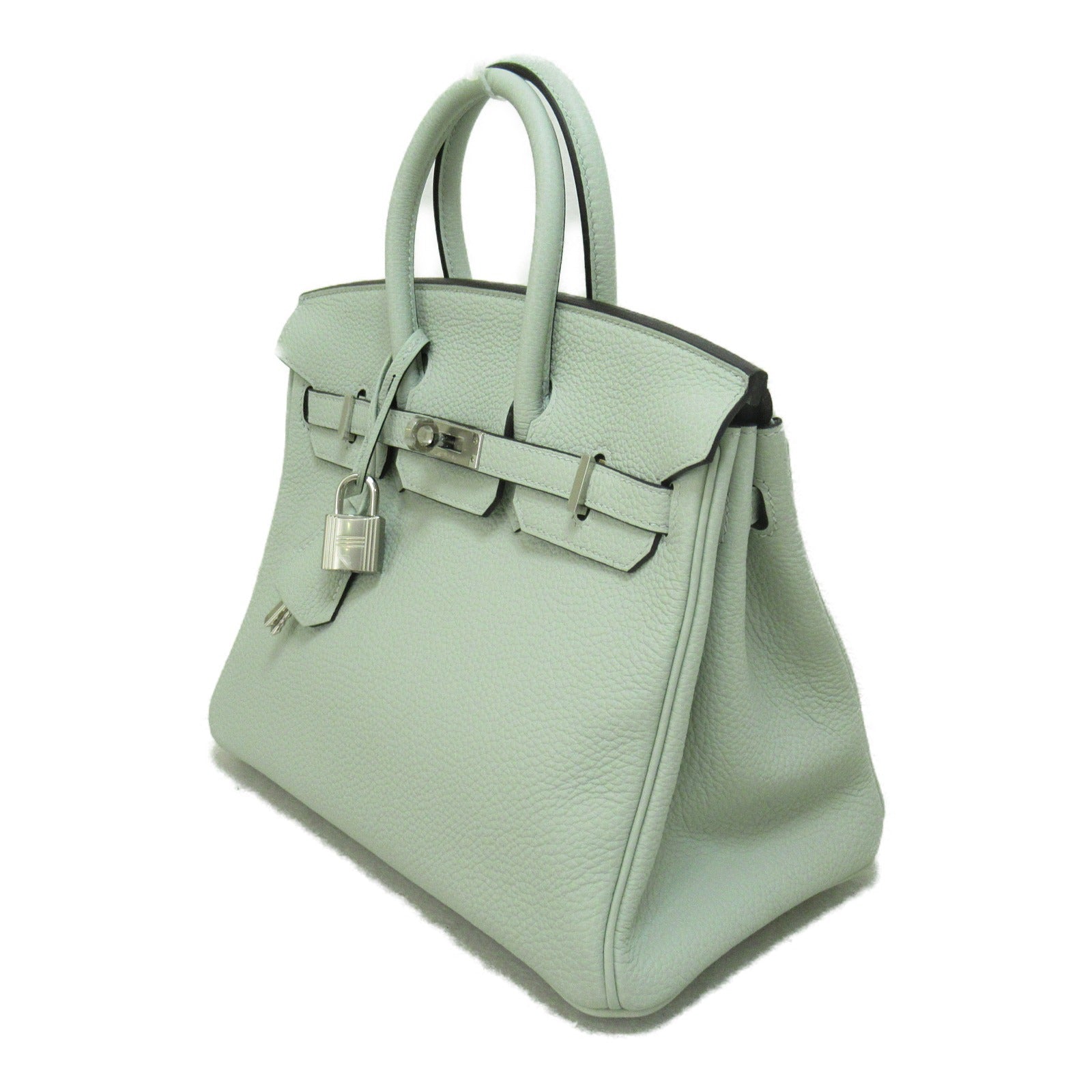HERMES 【激減優惠】Togo皮革Birkin 25銀扣手挽袋淺綠色