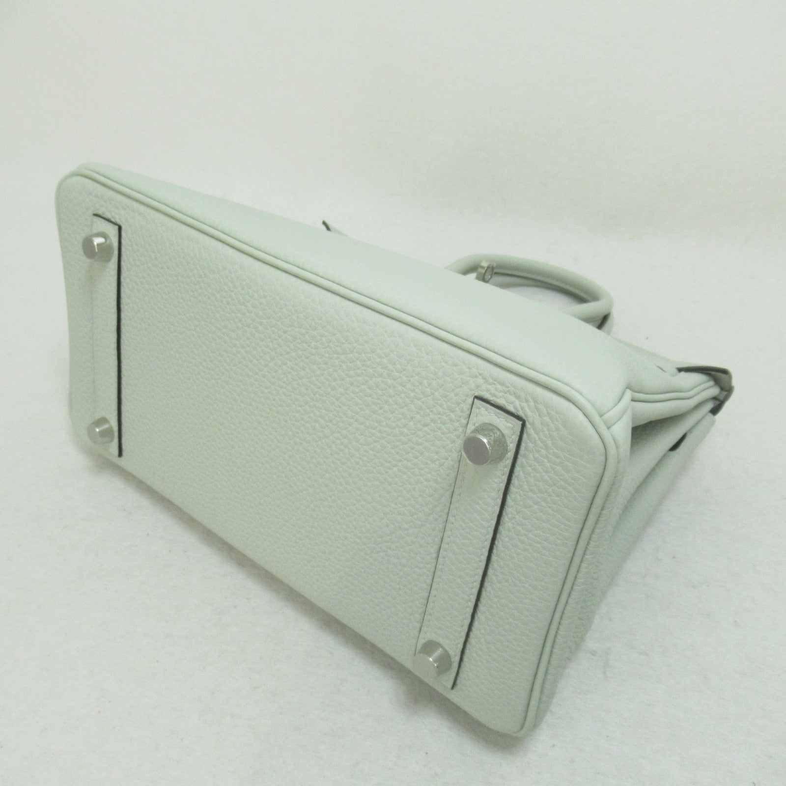 HERMES 【激減優惠】Togo皮革Birkin 25銀扣手挽袋淺綠色