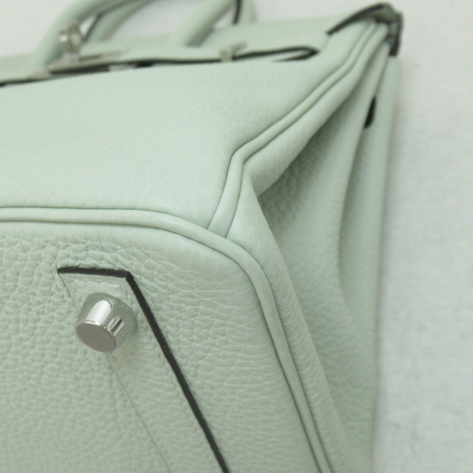 HERMES 【激減優惠】Togo皮革Birkin 25銀扣手挽袋淺綠色