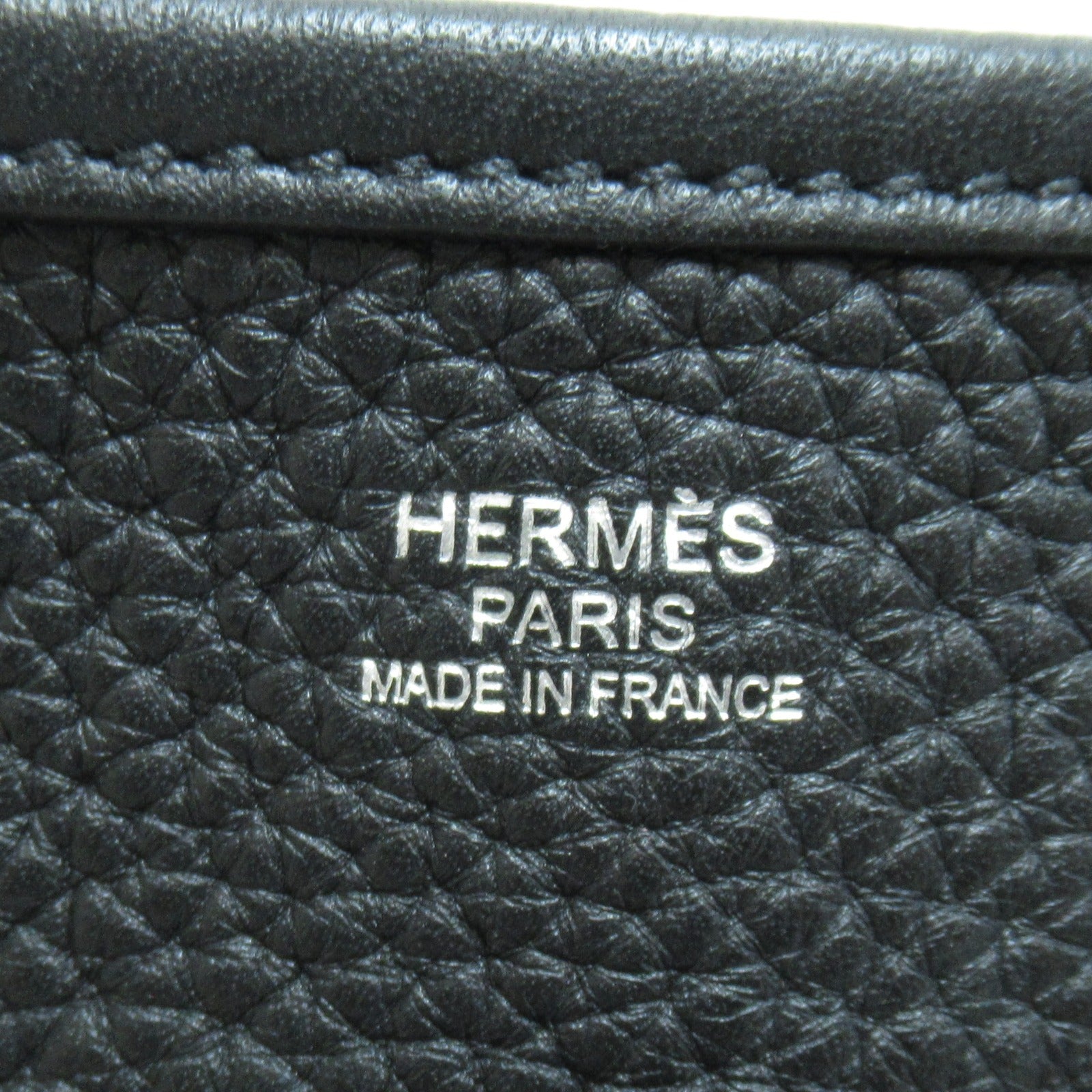 HERMES Clemence皮革Evelyne PM銀扣肩背袋黒色Noir