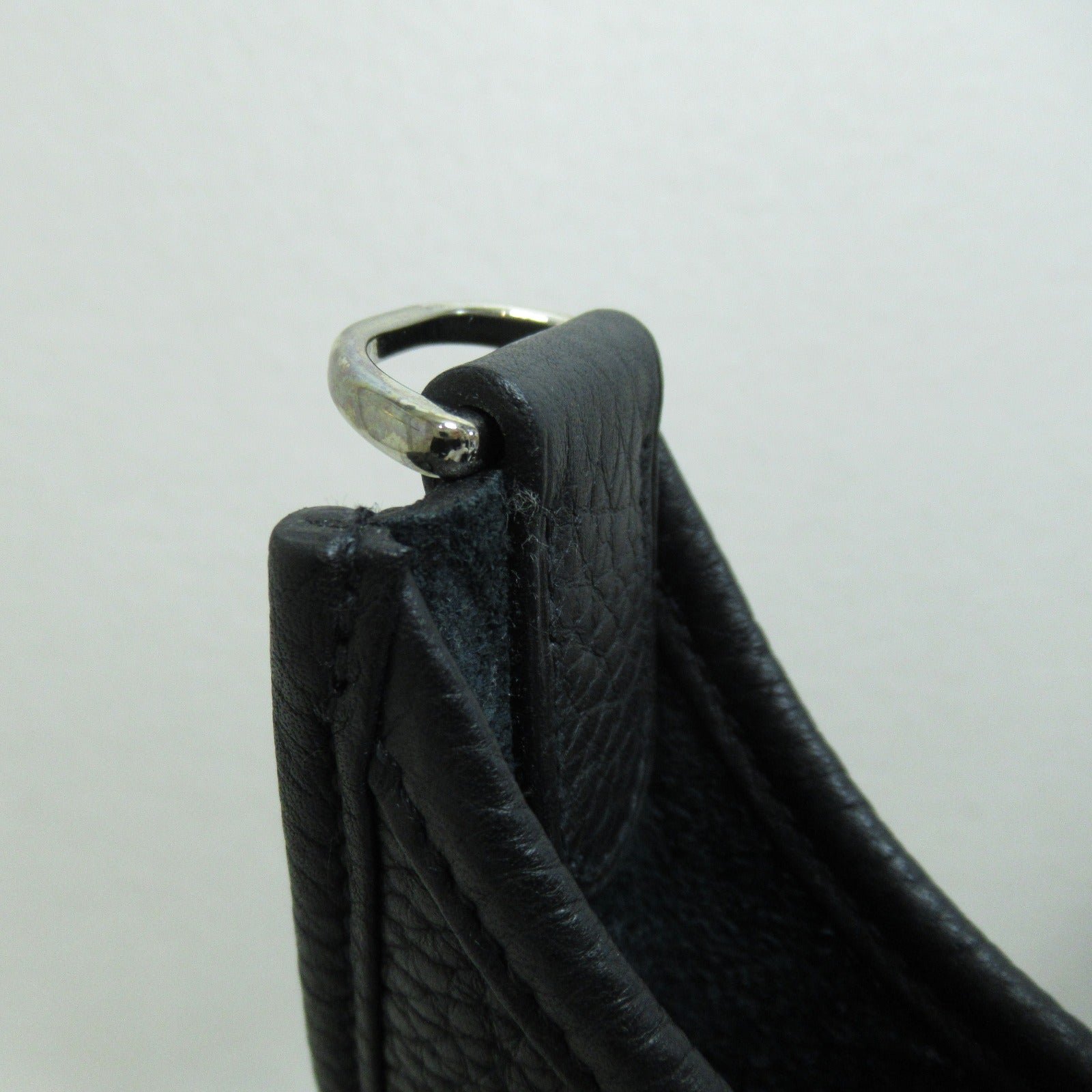 HERMES Clemence皮革Evelyne PM銀扣肩背袋黒色Noir