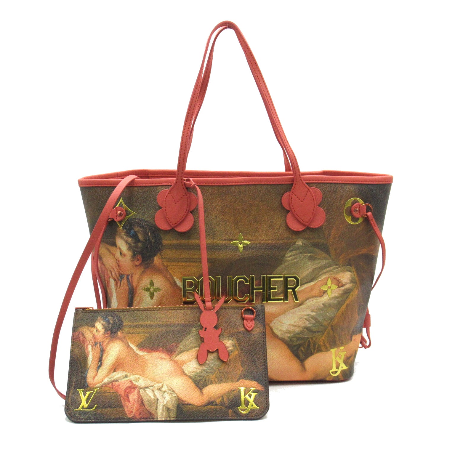LOUIS VUITTON **【激減優惠】塗層帆布Boucher Neverfull MM手挽袋金扣