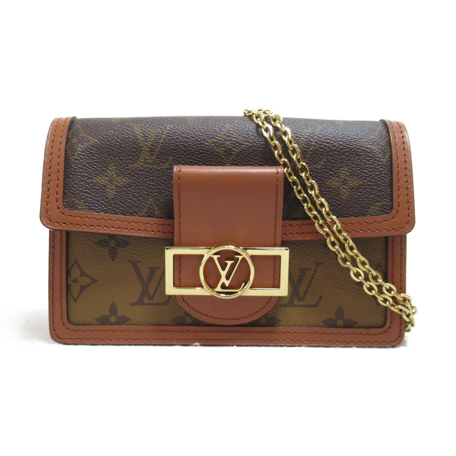 LOUIS VUITTON 【激減優惠】Monogram Reverse Dauphine Chain Shoulder Bag金扣肩背袋啡色
