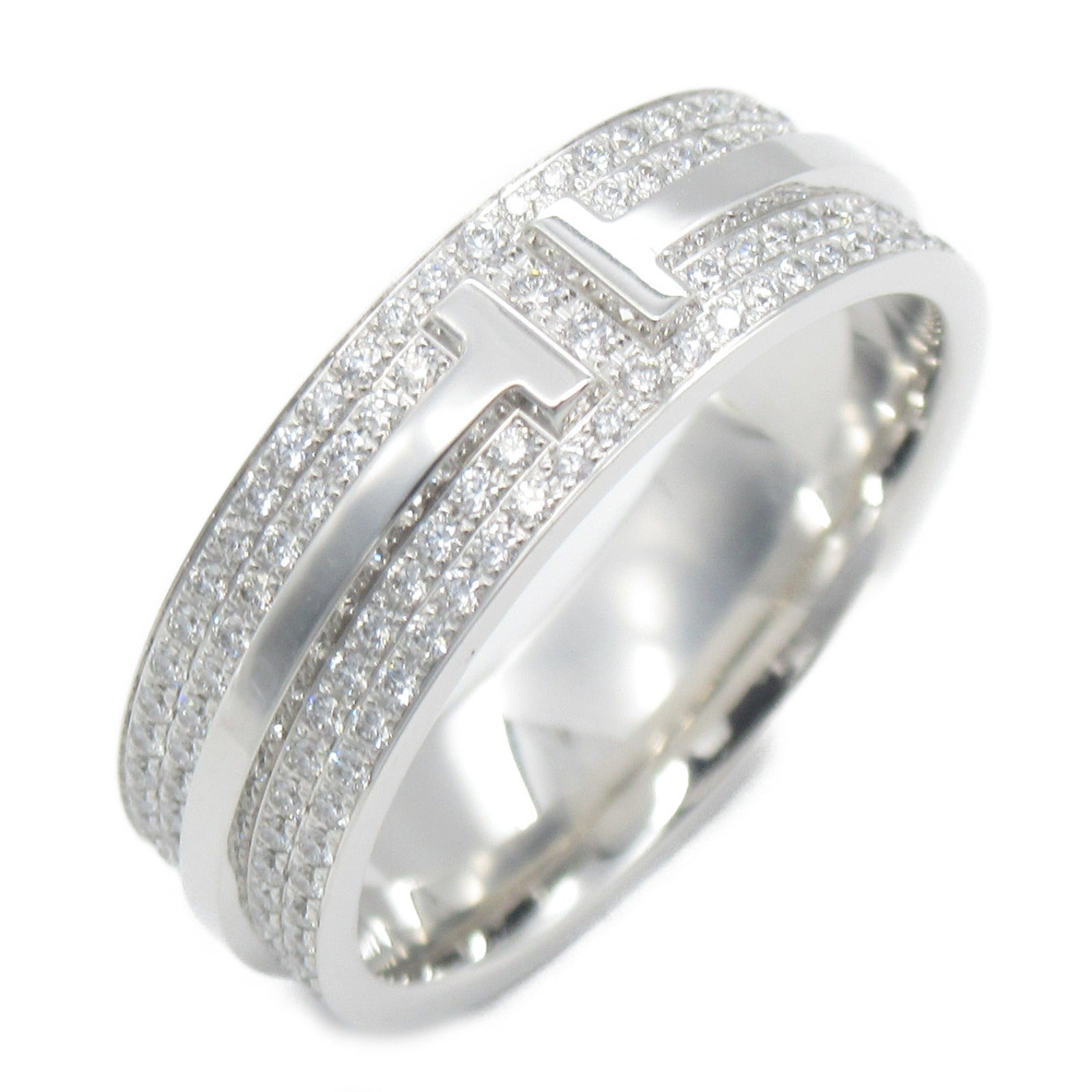 TIFFANY＆CO 18K白金T Wide Diamond Ring鑽石戒指TIFFANY＆CO#14/US#7
