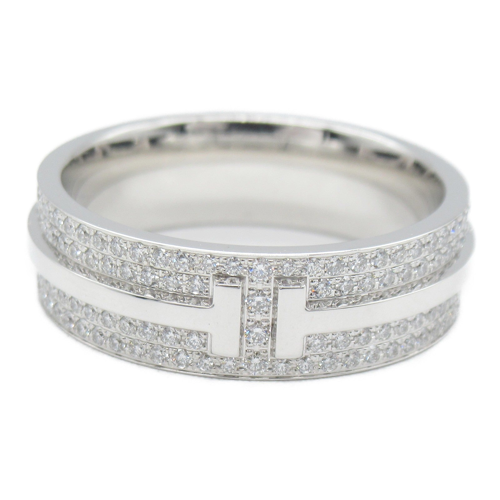 TIFFANY＆CO 18K白金T Wide Diamond Ring鑽石戒指TIFFANY＆CO#14/US#7