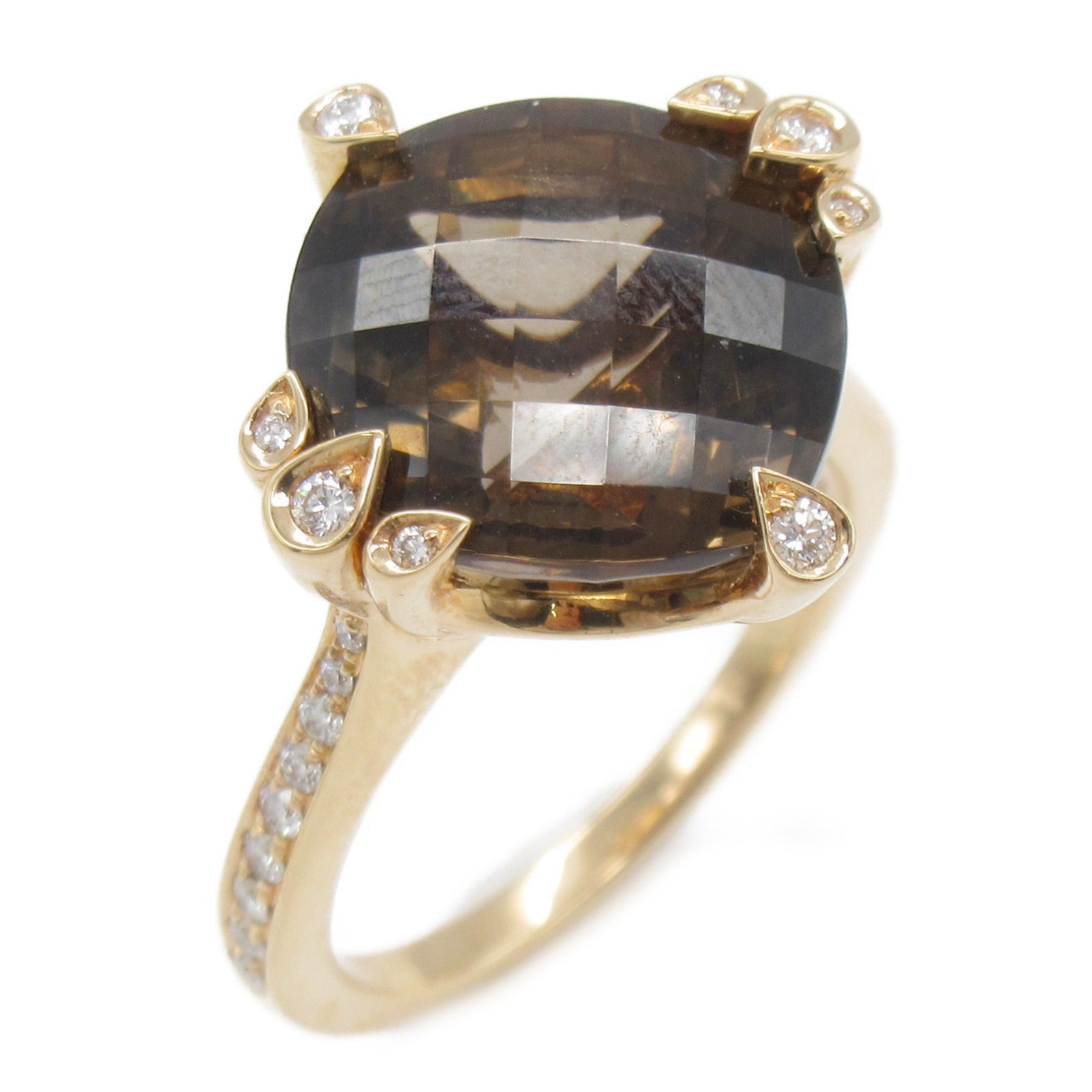 CARTIER 18K玫瑰金Indo Mystery Smoky Quartz鑽石戒指Cartier#52/US#6