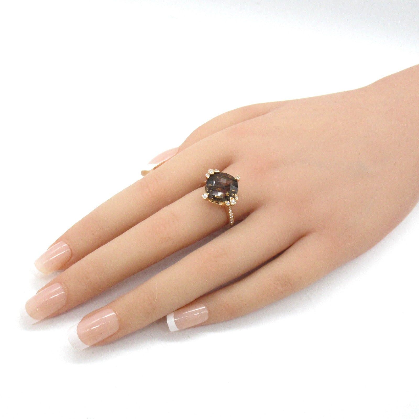 CARTIER 18K玫瑰金Indo Mystery Smoky Quartz鑽石戒指Cartier#52/US#6