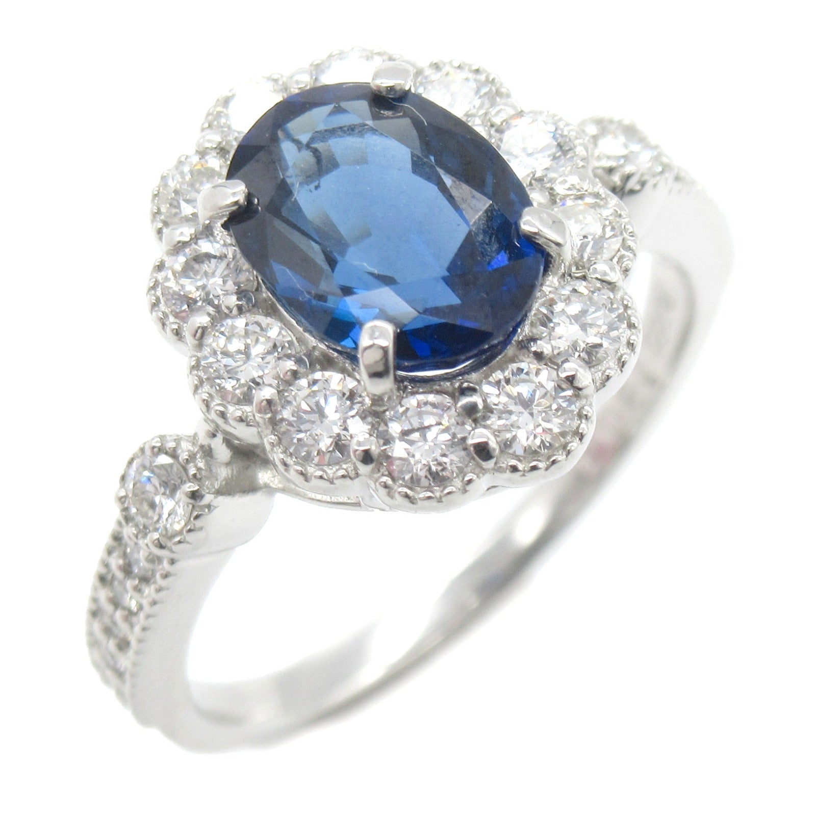 JEWELRY PT950鉑金Sapphire Ring 1.804ct藍寶石/0.53ct鑚石戒指JP#10.5/US#5.75