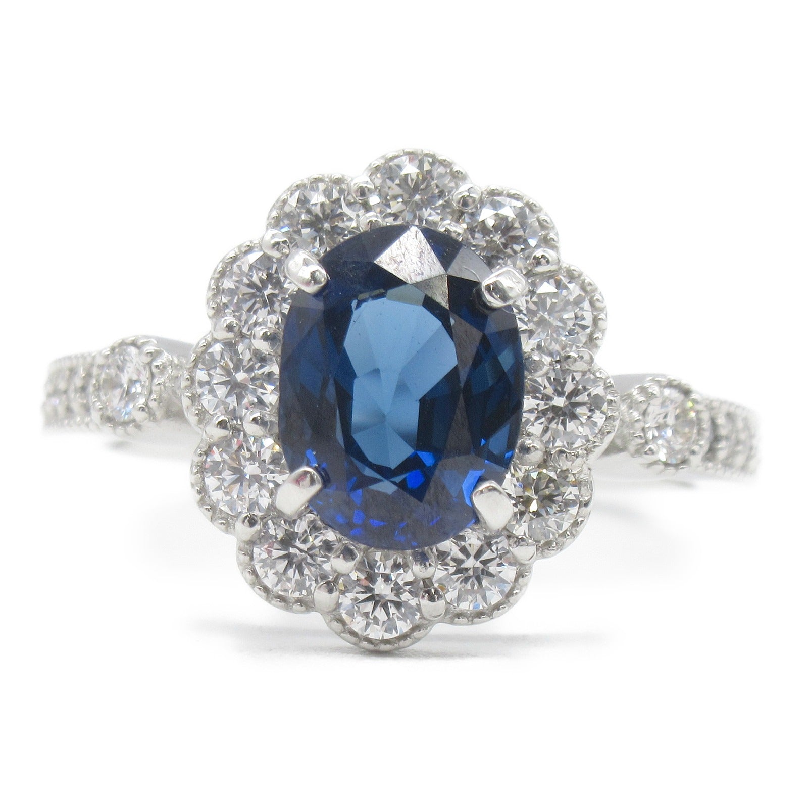 JEWELRY PT950鉑金Sapphire Ring 1.804ct藍寶石/0.53ct鑚石戒指JP#10.5/US#5.75