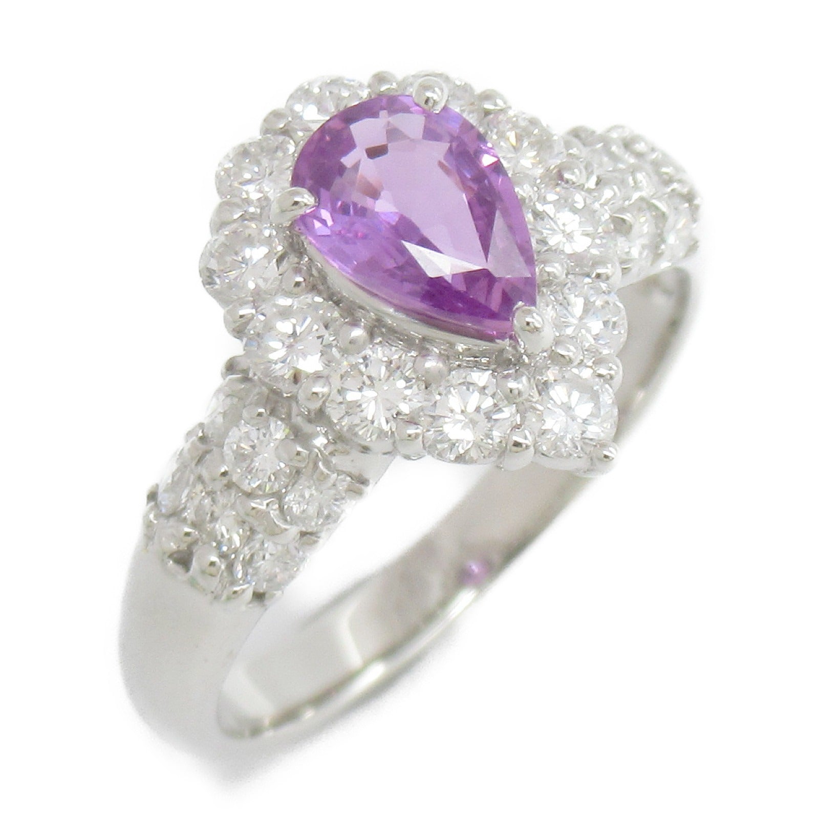 JEWELRY PT900鉑金Pink Sapphire Ring 0.94ct粉紅藍寶石/1.01ct鑚石戒指JP#14/US#7