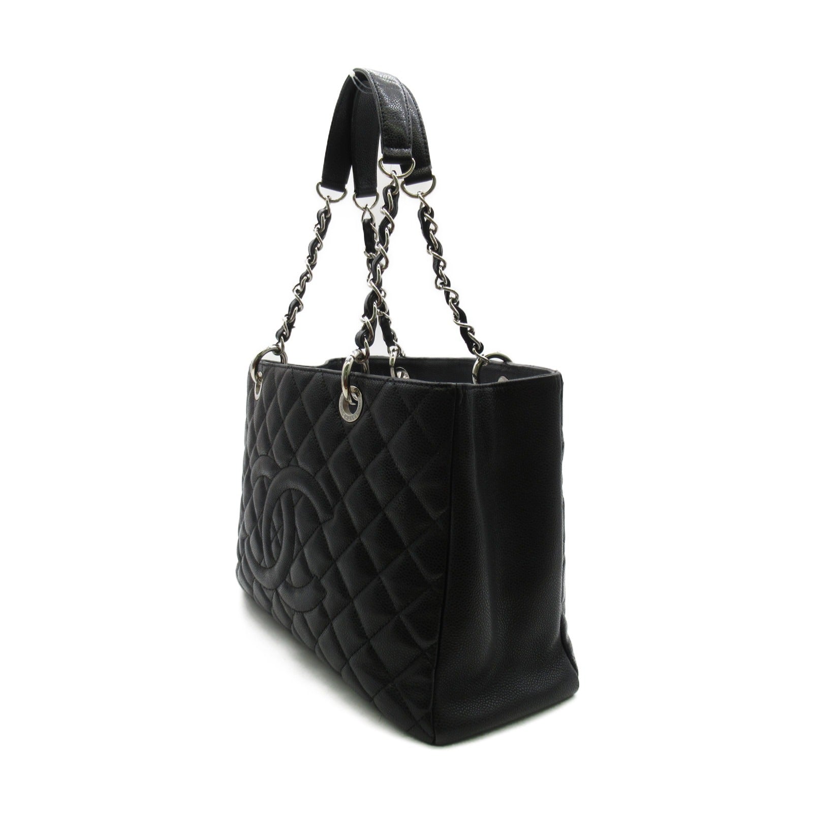 CHANEL 【激減優惠】菱格Caviar皮革GST Grand Shopping Tote Bag銀扣手挽袋黑色