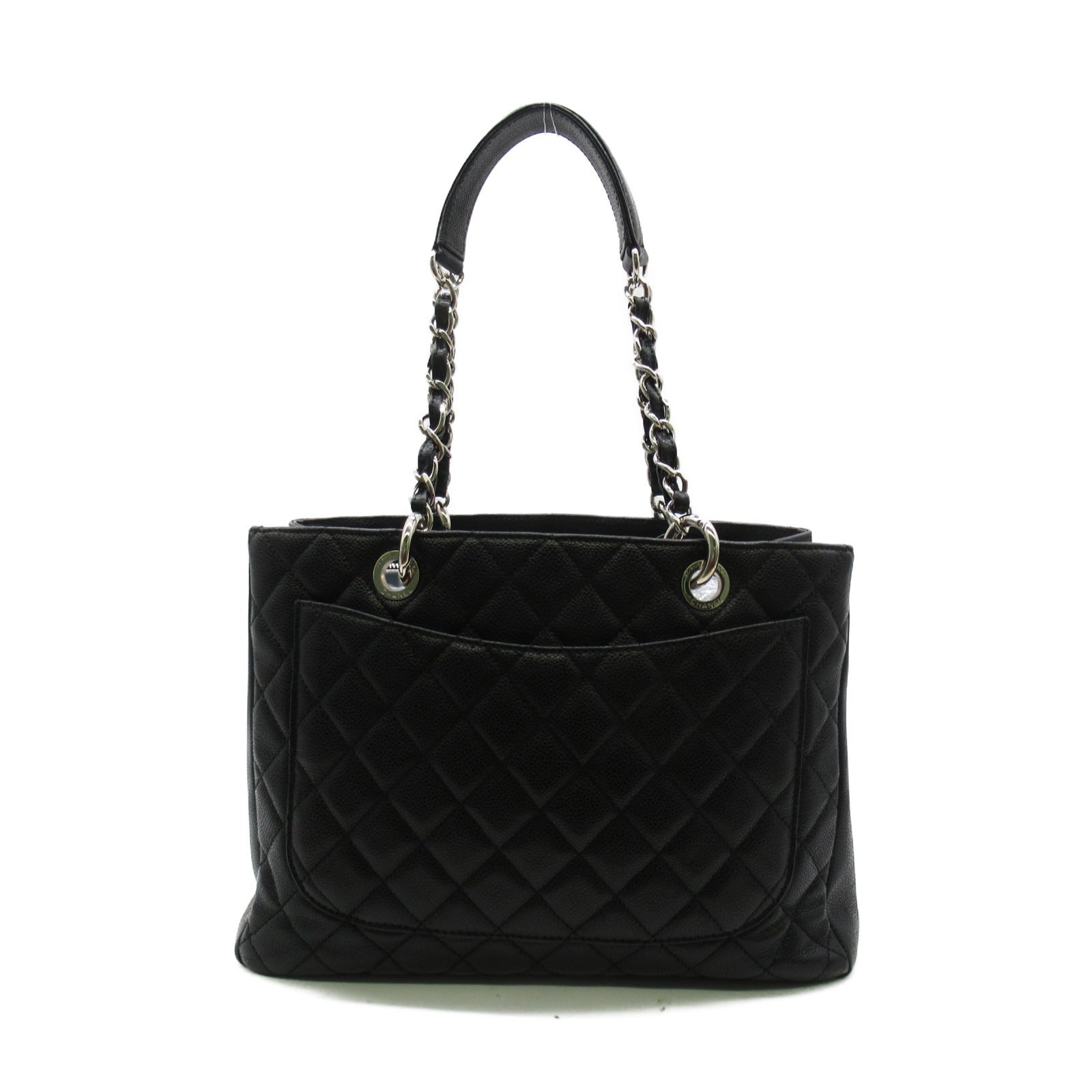 CHANEL 【激減優惠】菱格Caviar皮革GST Grand Shopping Tote Bag銀扣手挽袋黑色
